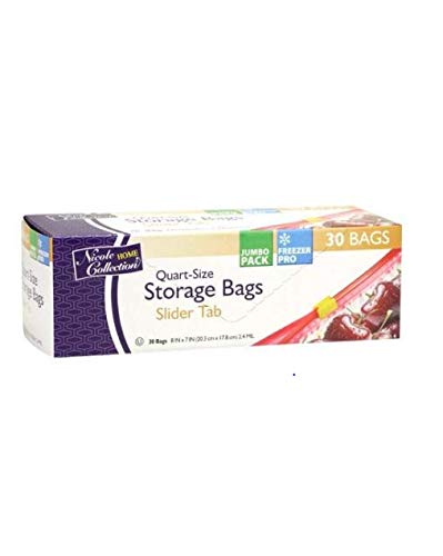 Premium Clear Plastic Slider Quart Size Storage Bags - 30 Pack, Extra Durable & Leakproof for Home Organization, Travel, Food Storage, Freezer Safe & Camping Supplies