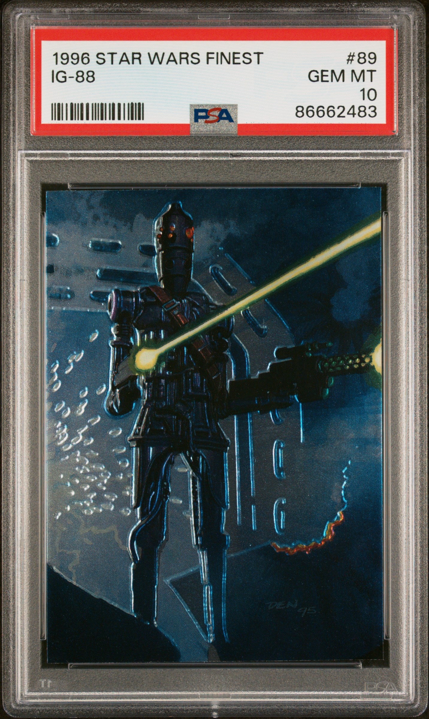 1996 STAR WARS FINEST IG-88 #89 PSA 10 Graded Card - Rare Collectible for Display & Investment - Perfect for Star Wars Fans & Trading Card Enthusiasts