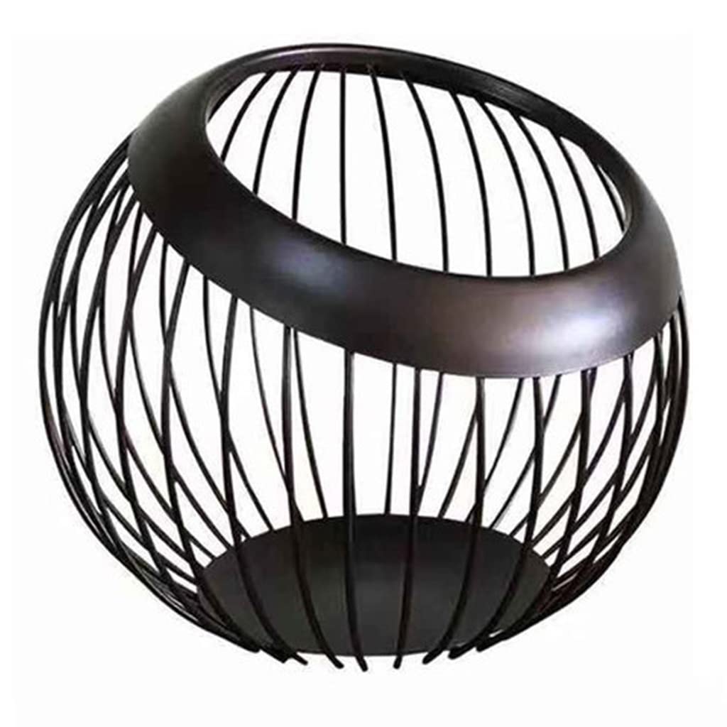Stainless Steel Wire Fruit Basket - Large Black Metal Fruit Bowl with Drain Holes for Kitchen Counter, Dining Table, or Office Snack Storage - Organizes Fruits, Vegetables, Coffee Pods & More