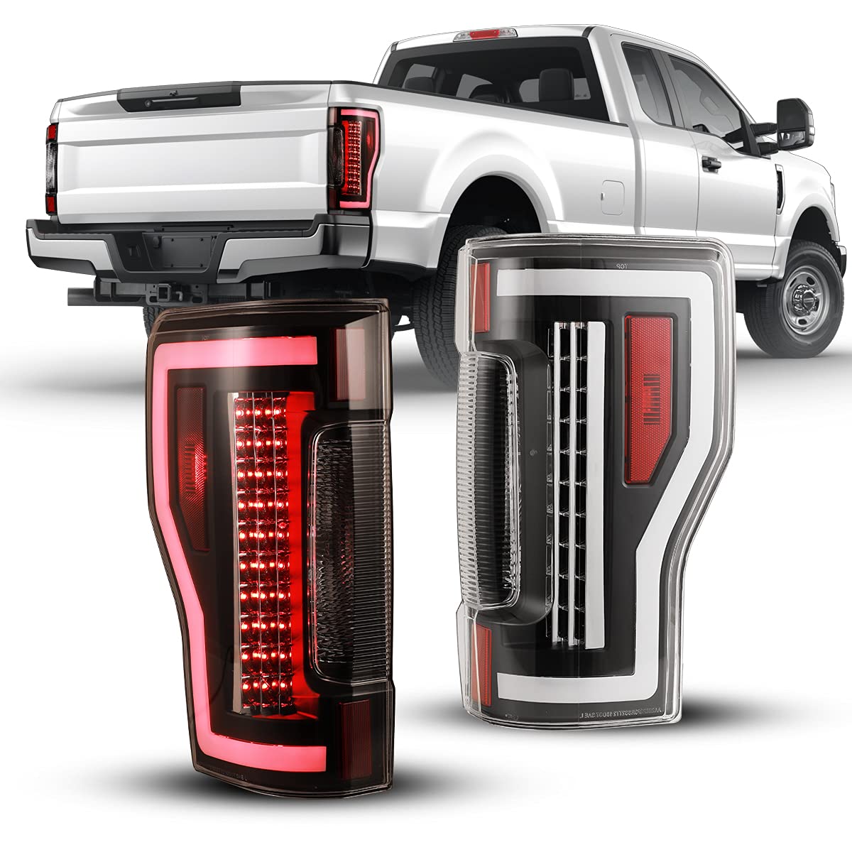 Nixon Offroad LED Tail Lights for Ford F-250 F-350 F-450 Super Duty (2017-2019) - Matte Black Housing with Clear Lens - Direct Replacement Rear Light Assembly (1 Pair) - Perfect for Off-Roading, Truck Upgrades & Nighttime Safety
