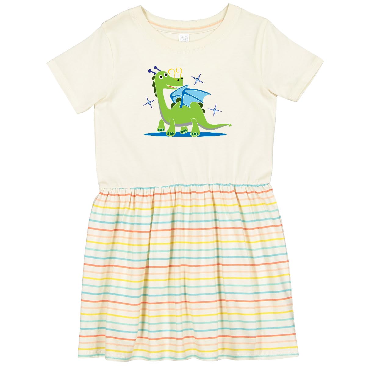 Inktastic Dragon Print Toddler Dress for Kids - Cute Baby Girl Outfit for Playdates, Parties & Everyday Wear