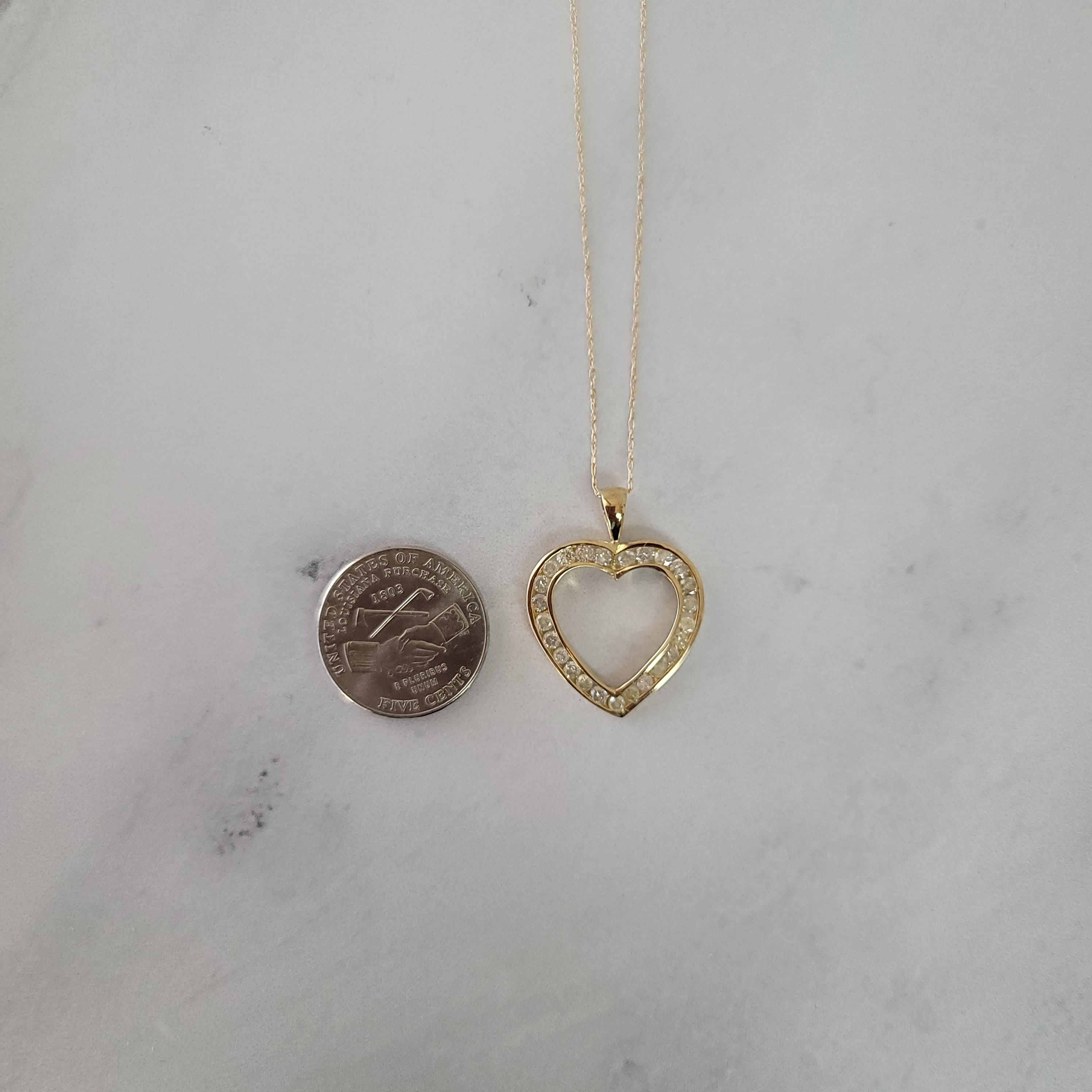 1.17cttw Channel Heart Shaped Diamond Necklace in 14k Yellow Gold - Elegant Valentine's Gift for Her, Anniversary Jewelry, Romantic Proposal Present