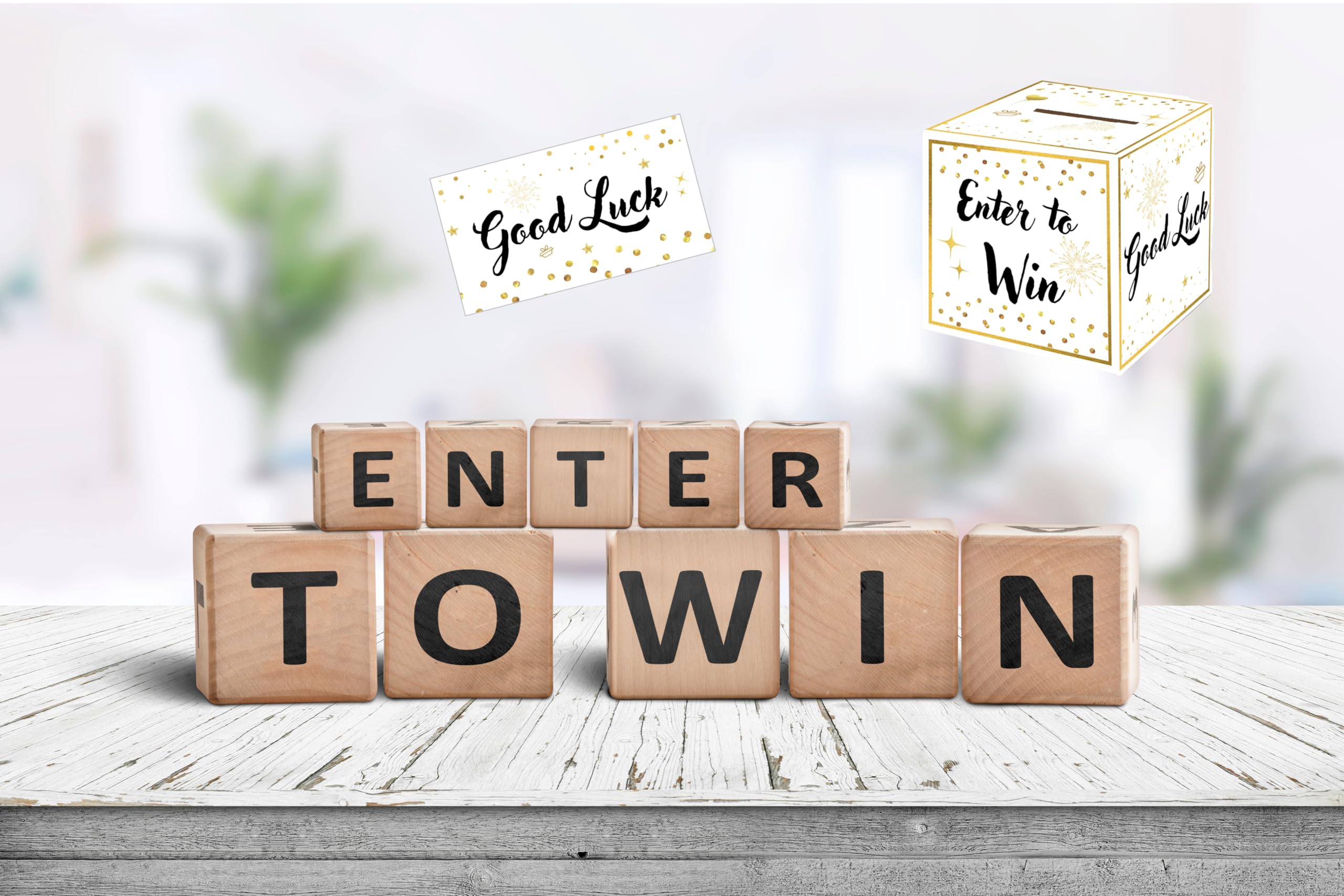 Gold Raffle Box with 100 Tickets - Premium Ballot Box with Slot for Entry Cards, Donations & Suggestions - Perfect for Contests, Fundraisers, Voting & Prize Draws