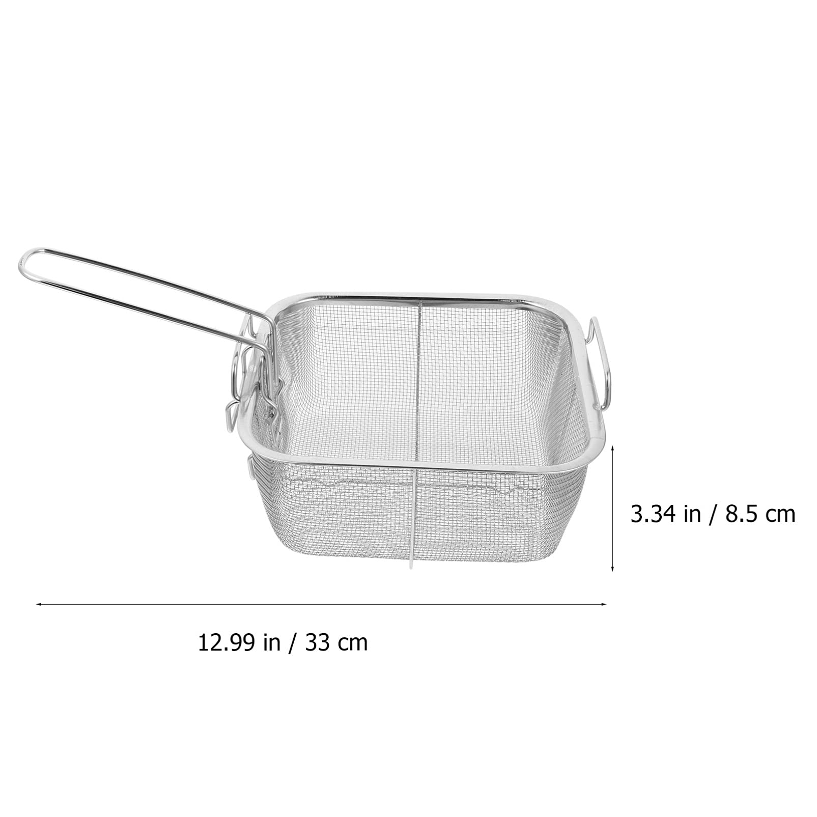 DOITOOL Stainless Steel Deep Fry Basket - Round Wire Mesh French Fry Basket with Folding Handle for Kitchen, Perfect for Frying Chips, Chicken Wings, and Donuts - Ideal for Home Cooking and Restaurant Use