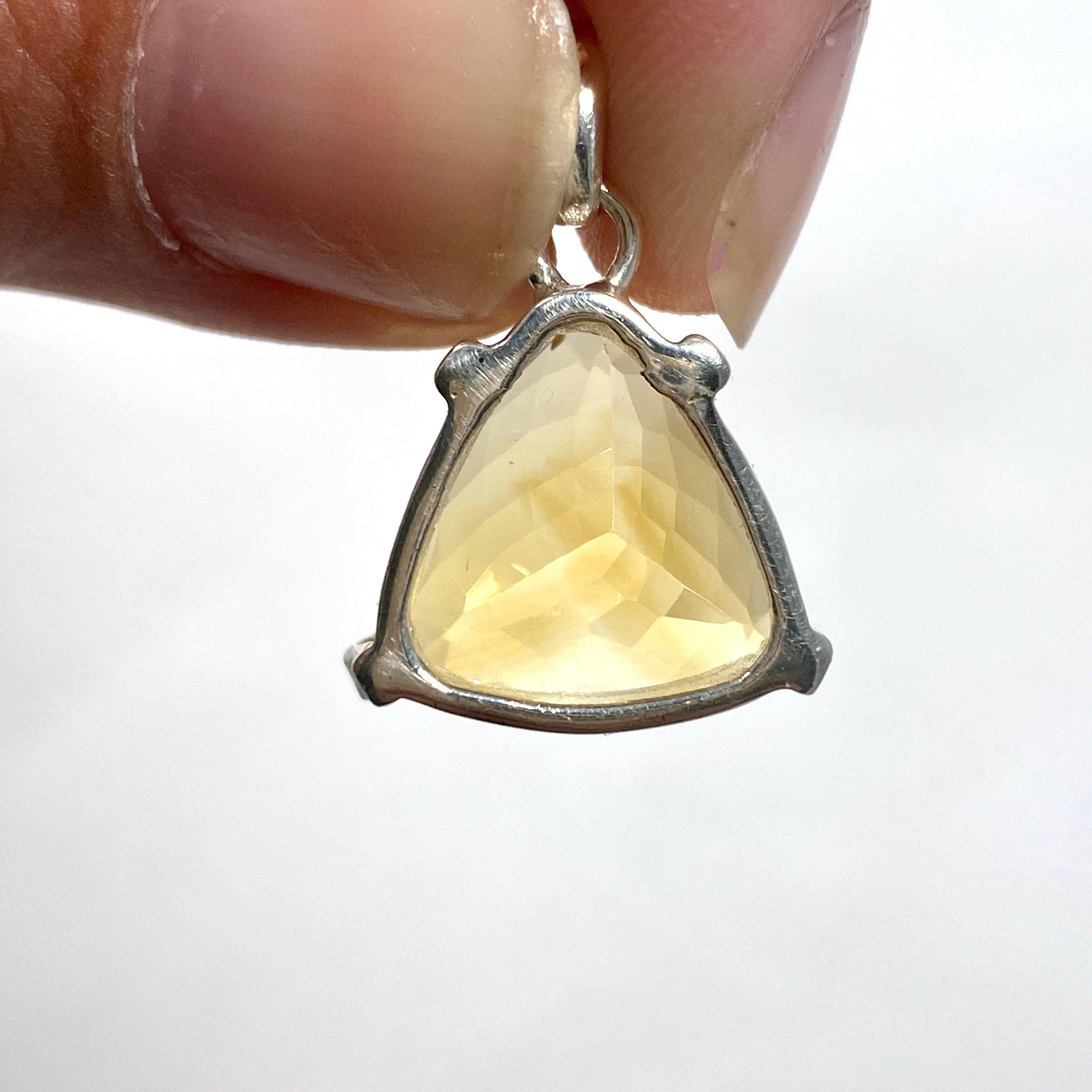 Natural Citrine Gemstone Faceted Triangle Pendant Necklace KPGJ3647 - Elegant Jewelry for Women, Perfect for Parties, Weddings & Everyday Wear