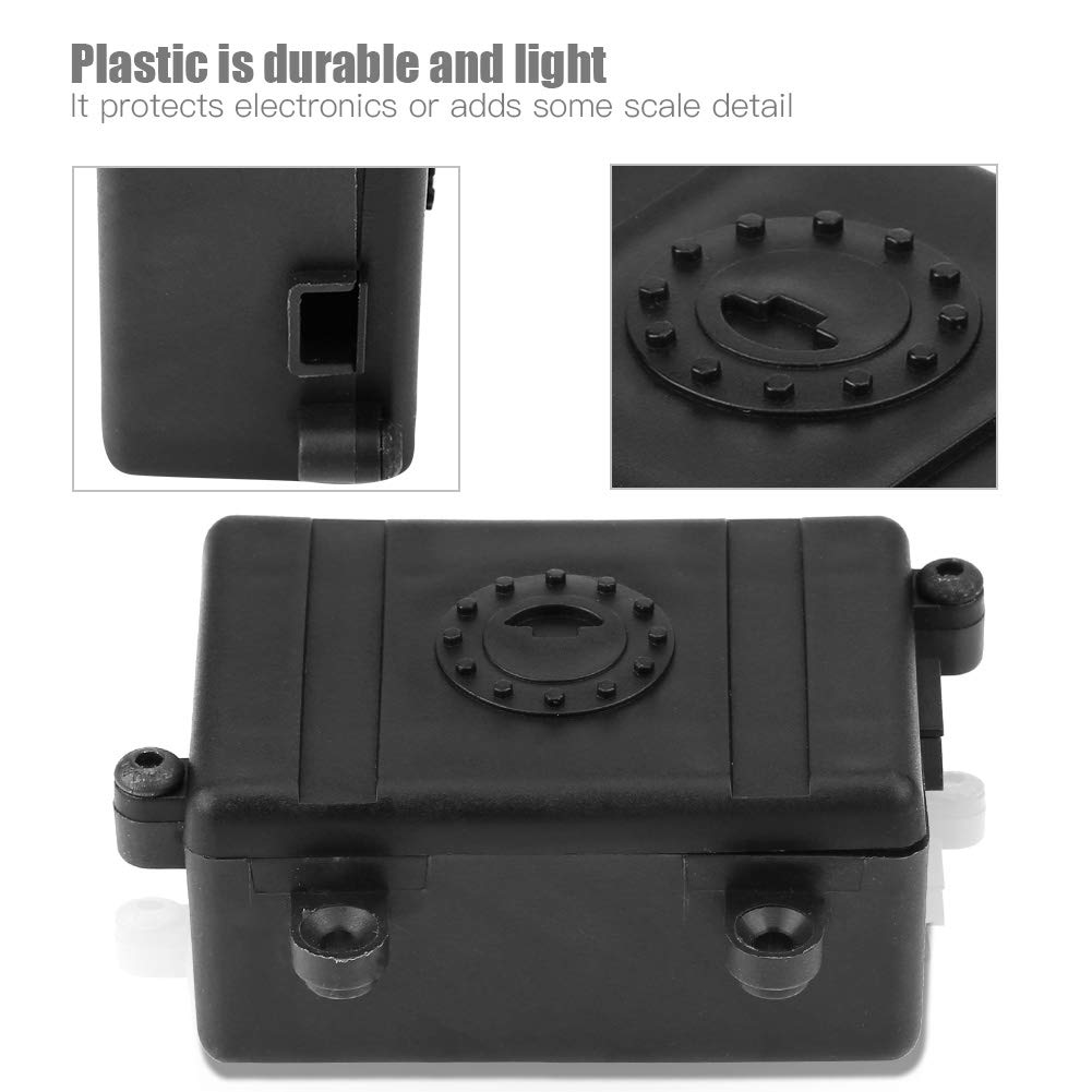 Waterproof Receiver Box for 1/10 RC Crawler - Black Plastic ESC Radio Receiver Case Compatible with SCX10 90027 SCX10 - Perfect for Off-Road RC Vehicle Protection & Water Resistance