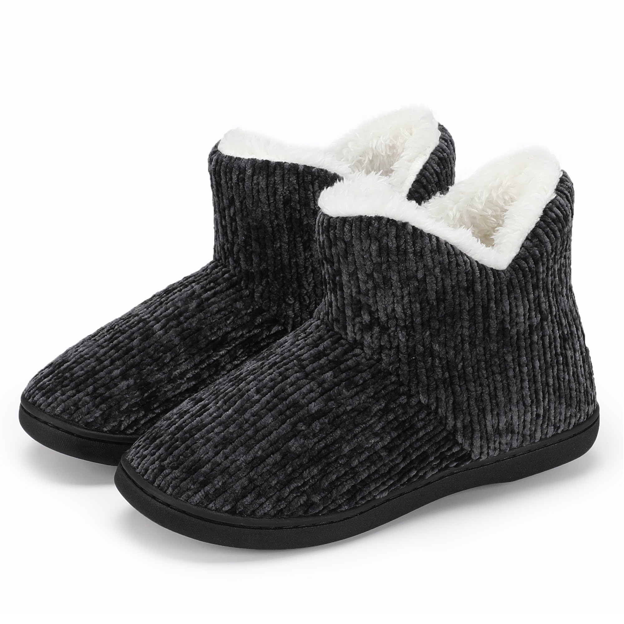 TUOBUQU Women's Cozy Fluffy Plush Bootie Slippers - Warm Indoor/Outdoor Winter House Shoes for Comfort & Style - Perfect for Home, Office, and Cold Weather Wear