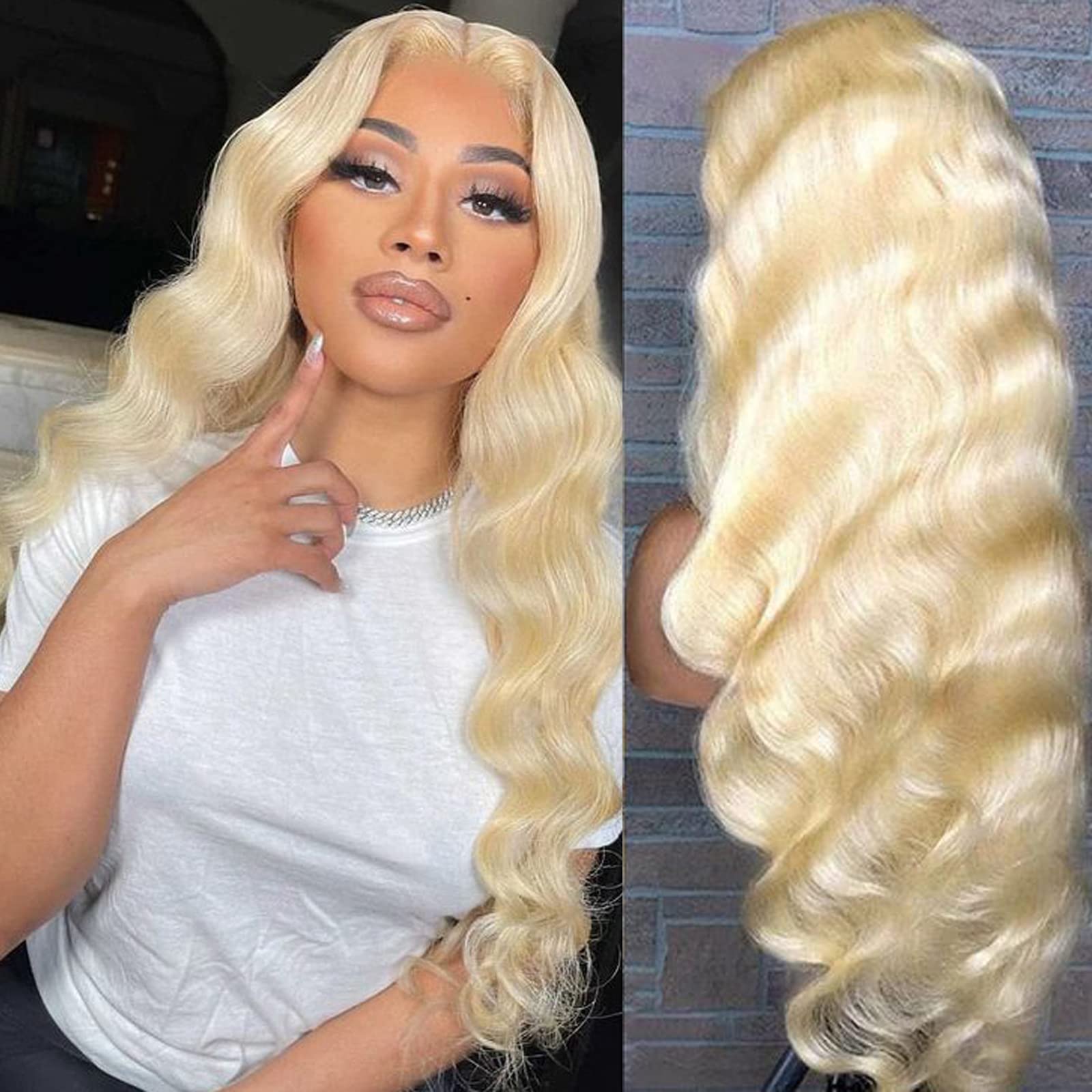 613 Blonde Body Wave Human Hair Wigs - 13x4 HD Lace Brazilian Virgin Hair 10A Transparent Lace Frontal Wig with Baby Hair, 150 Density (20 Inch) - Perfect for Daily Wear, Cosplay & Special Occasions