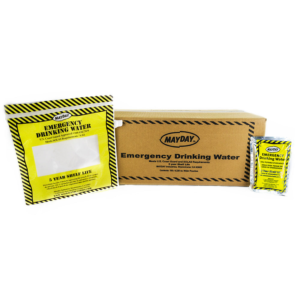 Emergency Water Pouches - 100 Pack with 5 Year Shelf Life | Portable Survival Water for Camping, Hiking, Emergencies & Disaster Preparedness