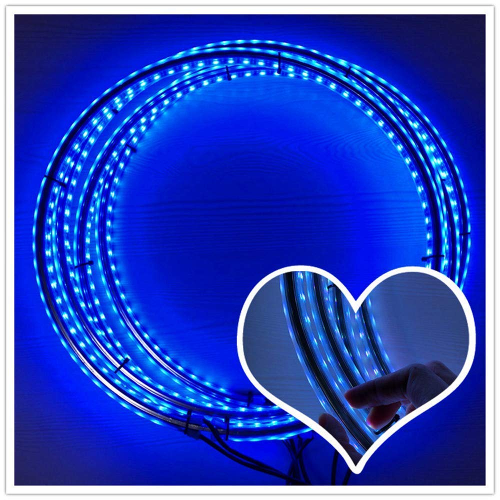 17 Inch LED Wheel Rim Lights for Trucks & Cars - Double Rows Illuminated Tire Ring Kit (Fits 21-28