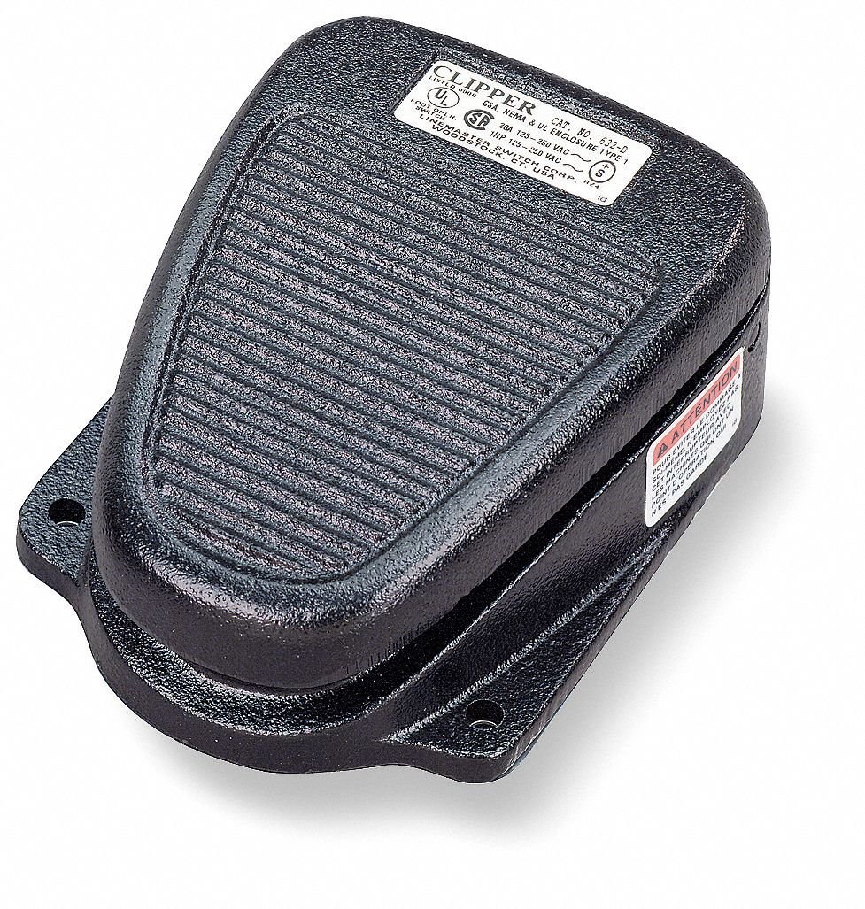 LINEMASTER General Purpose Foot Switch with SPDT Contact Form - 125/250VAC Voltage Rating, 1 NEMA Rating - Perfect for Industrial Machinery, Medical Equipment & DIY Projects