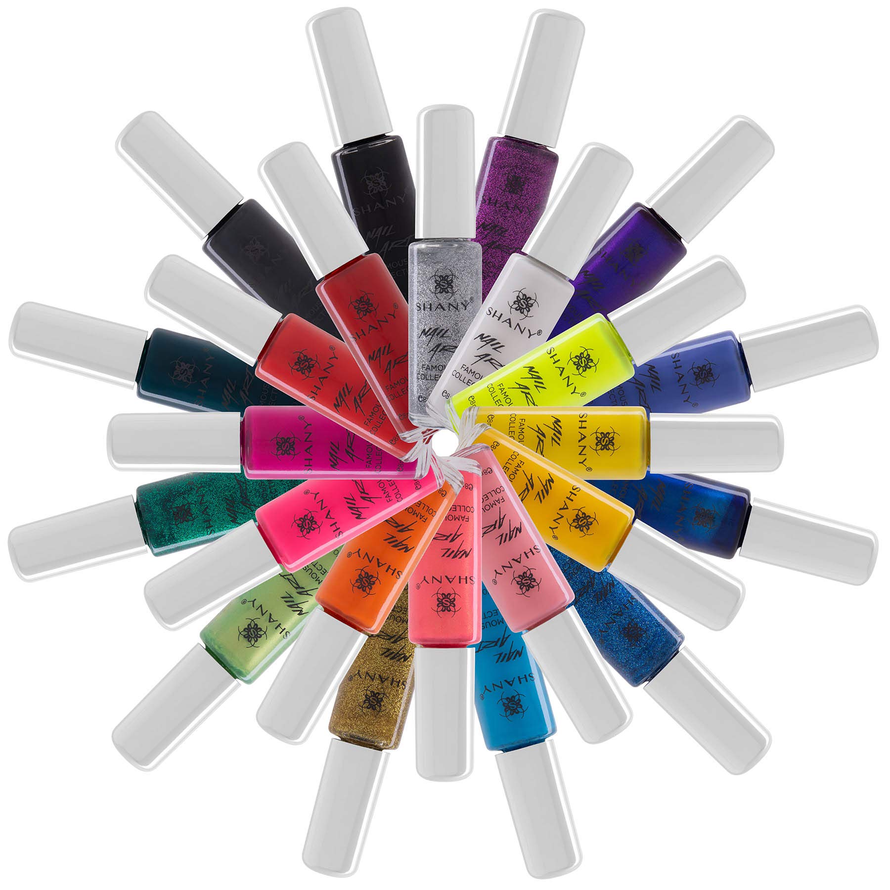 SHANY Professional Nail Art Kit - 24 Vibrant Colors Including Glitter, Metallic, Pearls, Neon & Matte Nail Polish Set with Built-in Thin Brush for Salon-Quality Nail Designs | Perfect for DIY Manicures, Home Salons & Professional Nail Artists