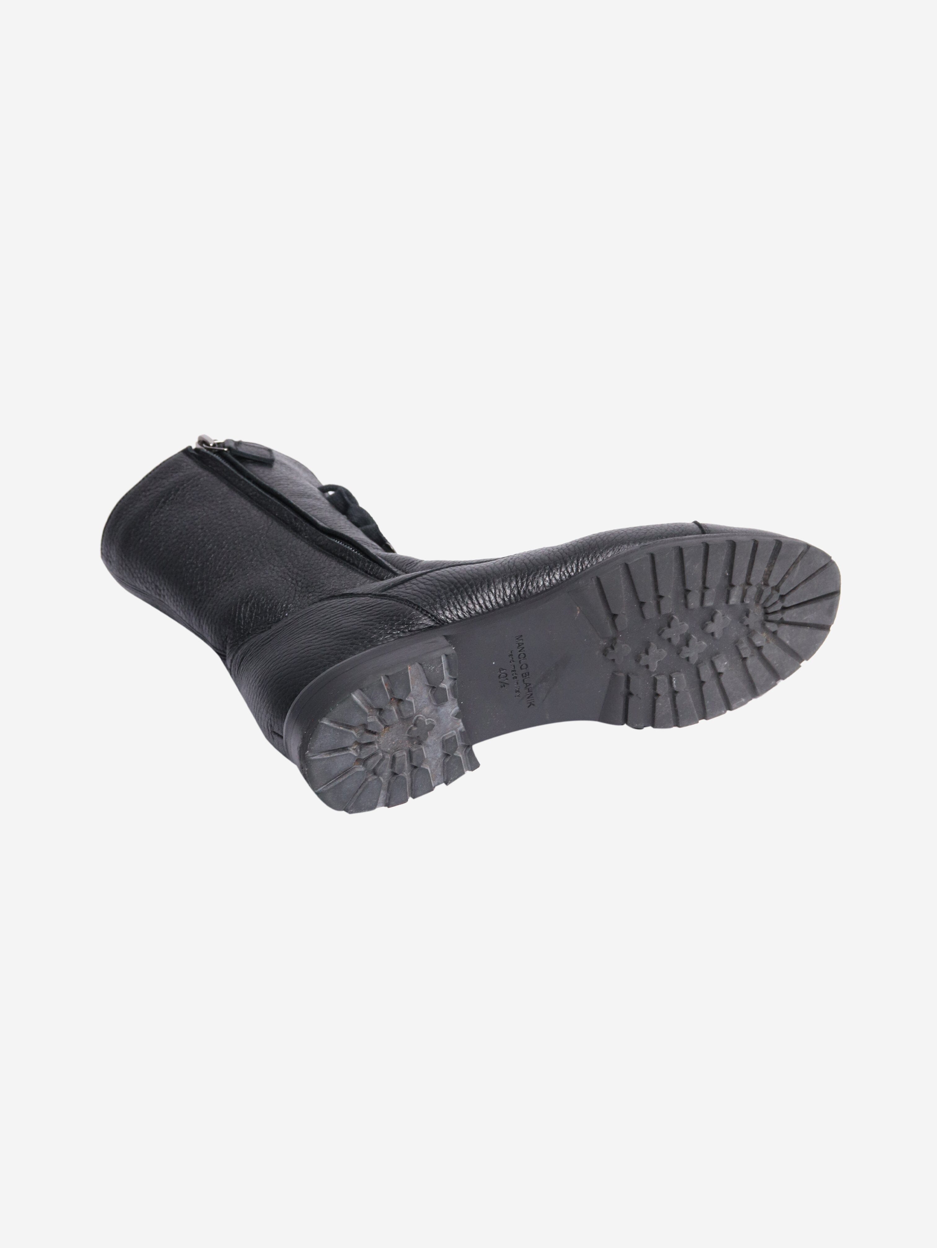 Black Tumbled Leather Ankle Boots for Women - Size EU 40.5 (US 9.5) - Comfortable & Stylish for Casual Wear, Office, and Night Out