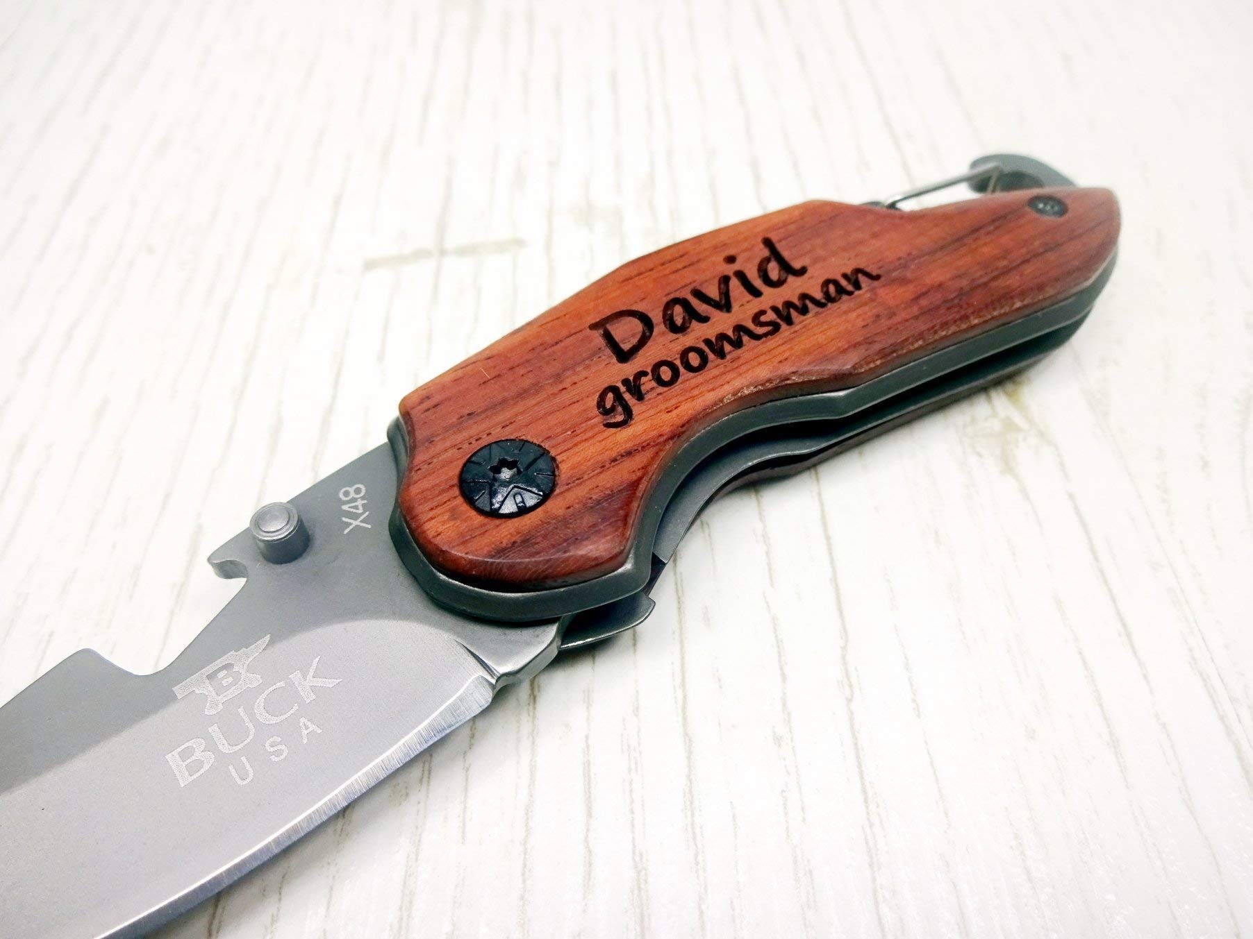 Personalized Pocket Knife Gift for Groomsman, Dad, Husband, Boyfriend - Engraved Custom Knife for Outdoor, Camping & Everyday Carry (EDC)