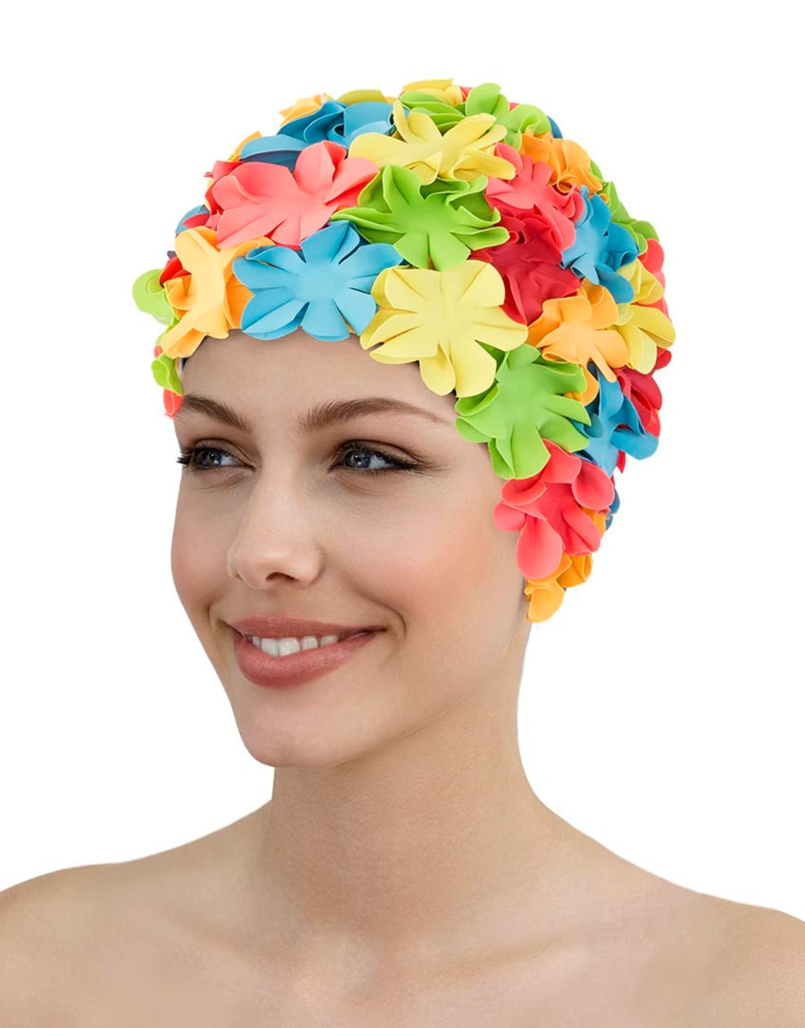Premium Silicone Swim Cap for Women & Men - Waterproof Flower Design for Swimming, Triathlon & Water Aerobics - Comfortable & Durable Pool Accessory