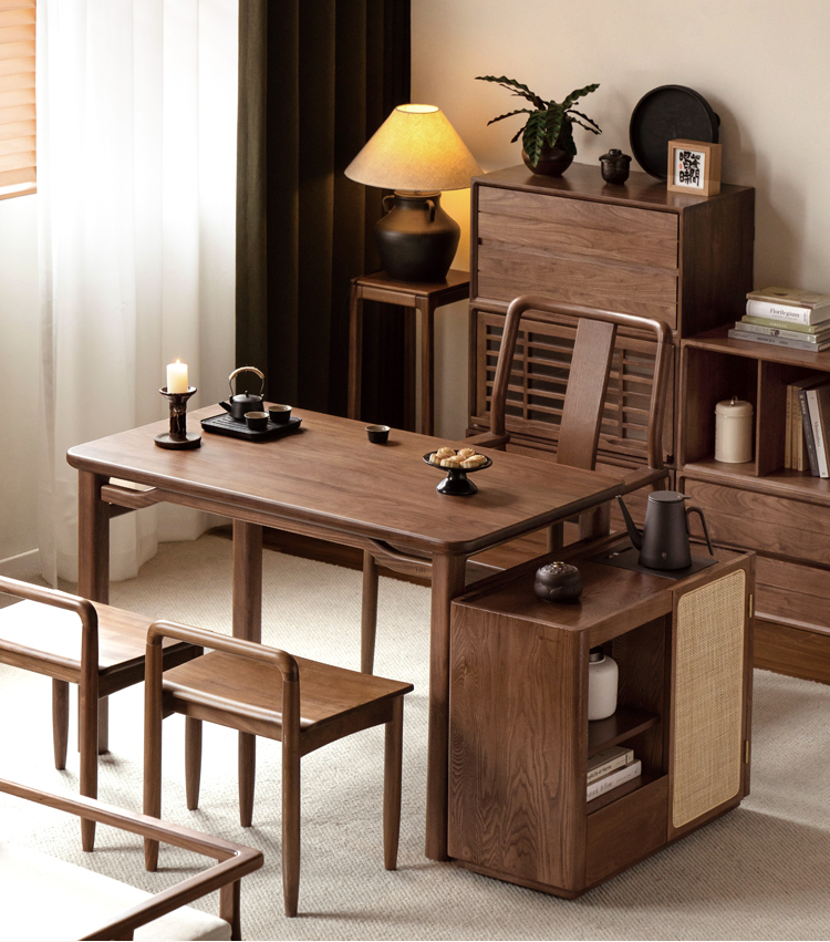Premium Black Walnut & Ash Solid Wood Tea Table - Rustic Modern Coffee Table for Living Room, Lounge, or Office - Handcrafted Hardwood Furniture for Home Decor