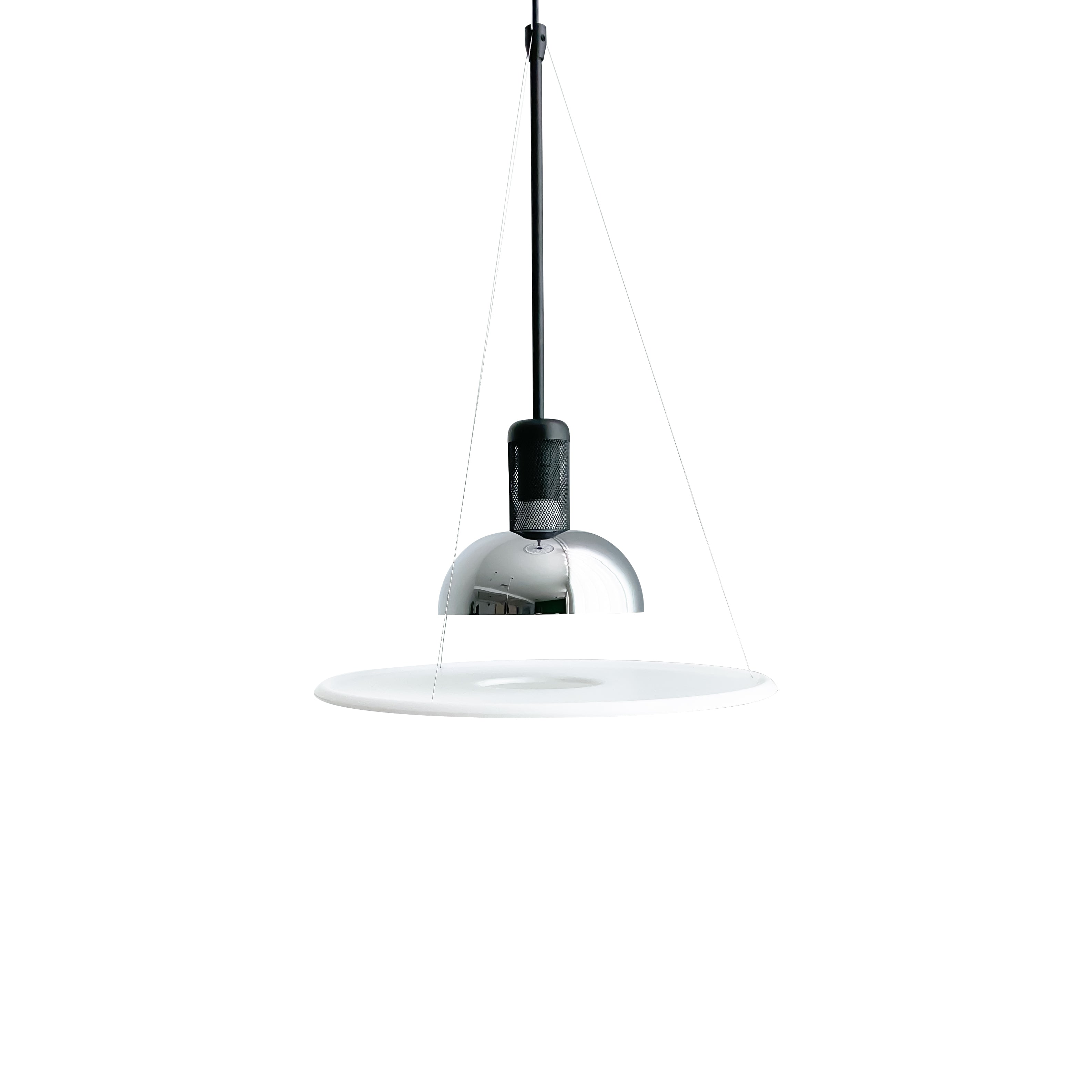 Modern Frisbi Pendant Light - Adjustable Hanging Chandelier for Kitchen Island, Dining Room & Bedroom - Stylish Ceiling Fixture with Dimmable LED Bulb (Black)