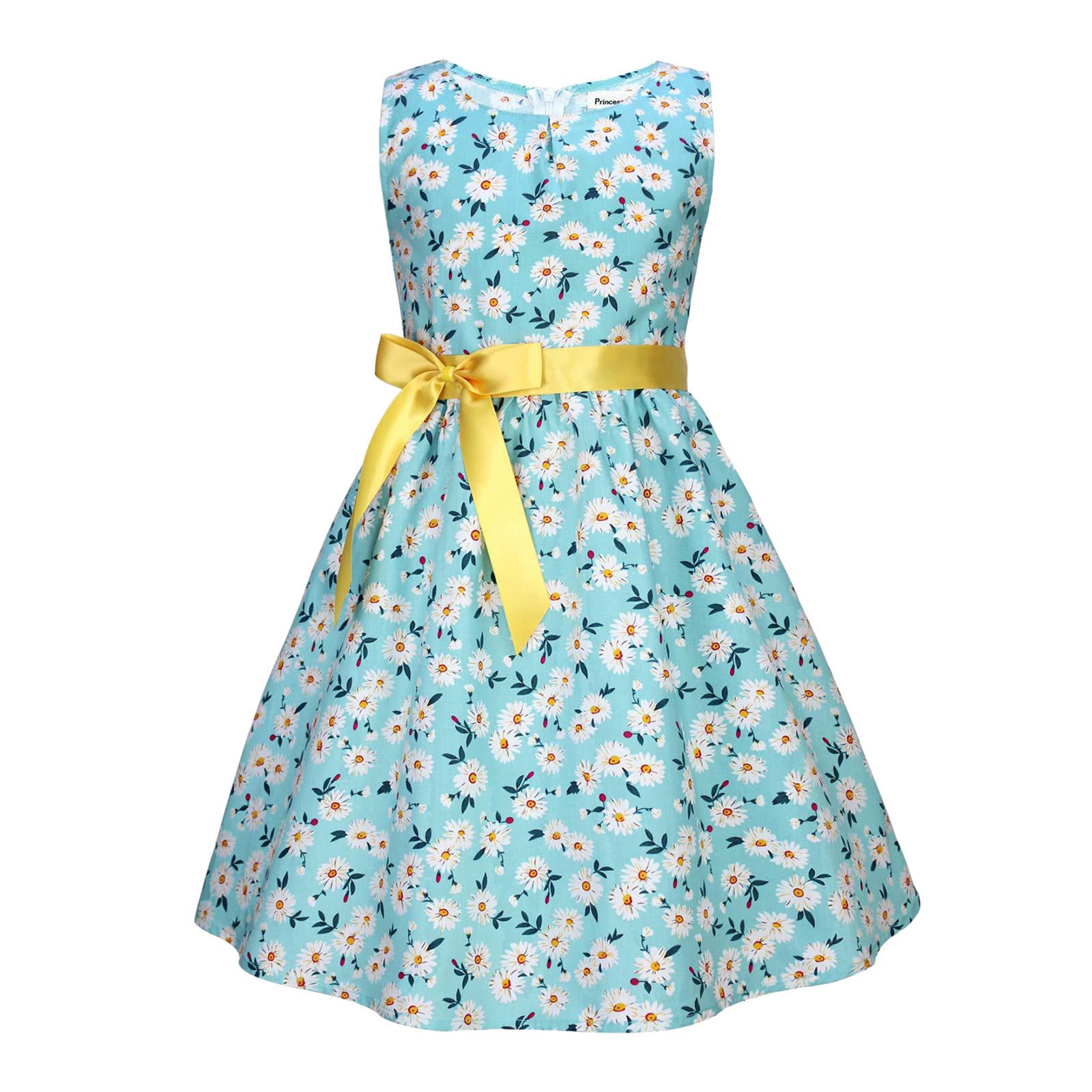 Floral Bohemian Toddler Girls Sleeveless Dress with Bowknot - 2T Summer Beach Princess Outfit for Casual Wear & Photo Shoots