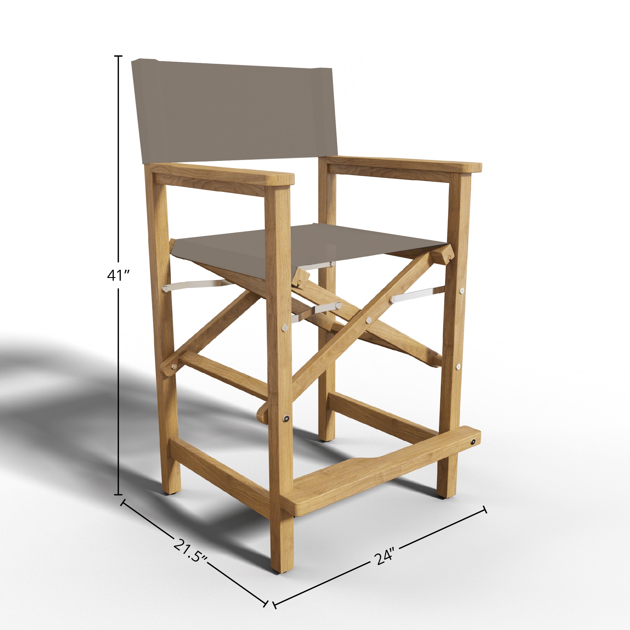Premium Teak Outdoor Bar Height Dining Armchair - Weather-Resistant Taupe Patio Furniture for Poolside, Deck & Garden Entertaining