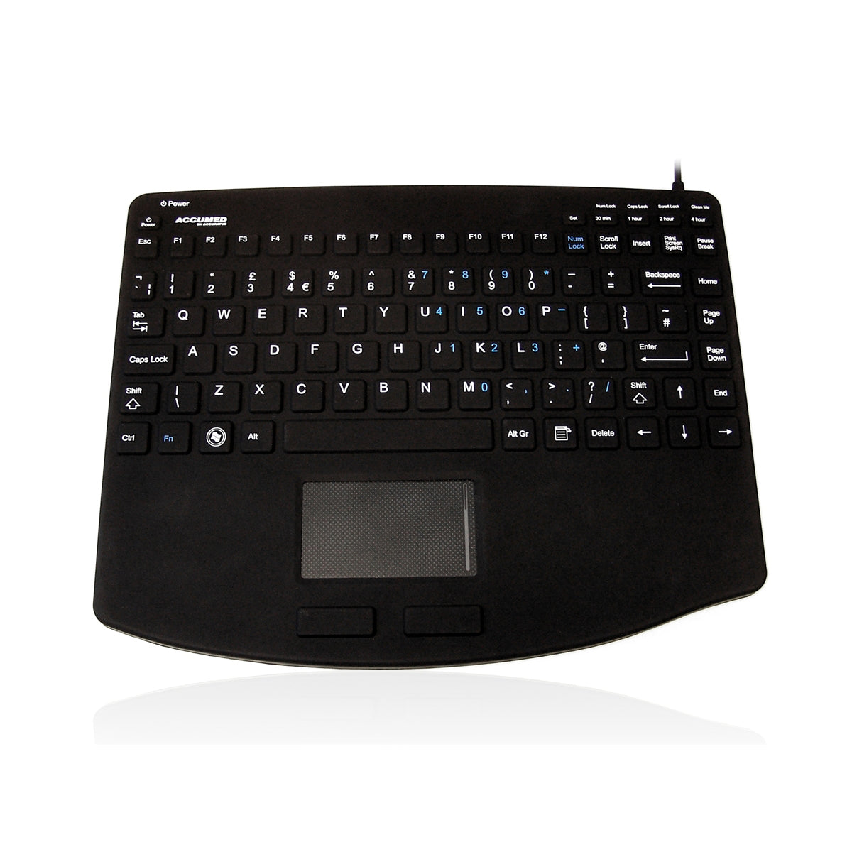 AccuMed KYBNA 540VESA IP67 Waterproof Keyboard with Built-in Touchpad & Backlight Option - Ideal for Industrial, Medical & Harsh Environment Use