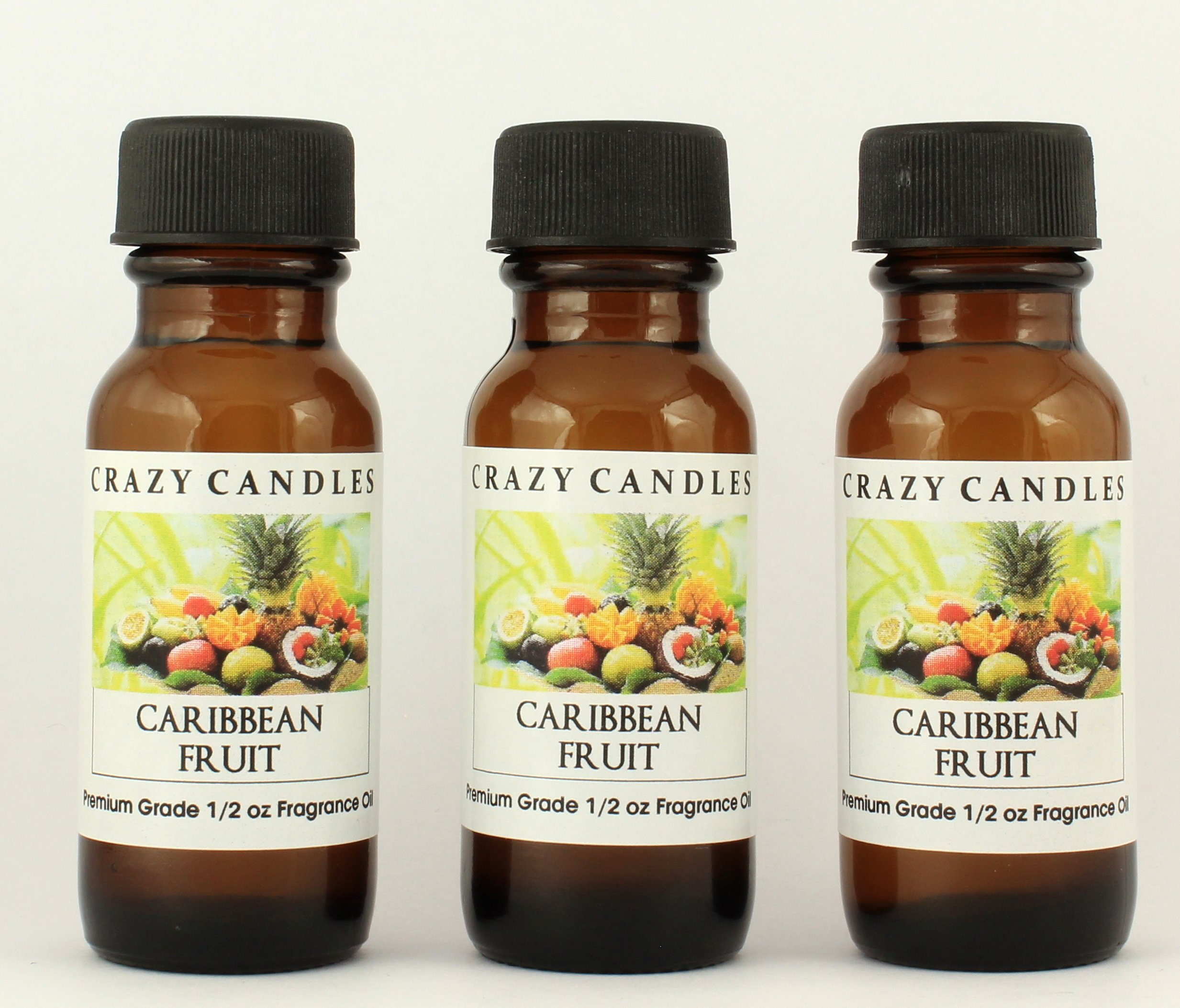 Premium Caribbean Fruit Scented Candle Oil - 3 Bottles (1/2 FL Oz/15ml Each) - Aromatherapy, Home Fragrance & DIY Candle Making Essential Oil for Relaxation & Stress Relief
