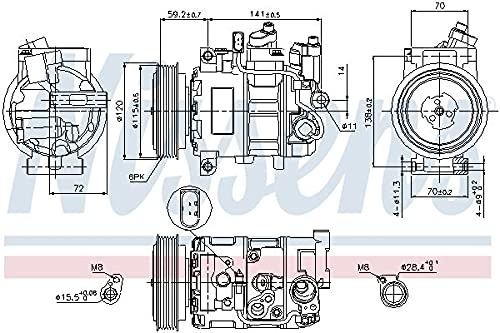 Nissens 89415 High-Performance Air Conditioning Compressor for Car AC System - Perfect for Summer Cooling & Vehicle AC Repair