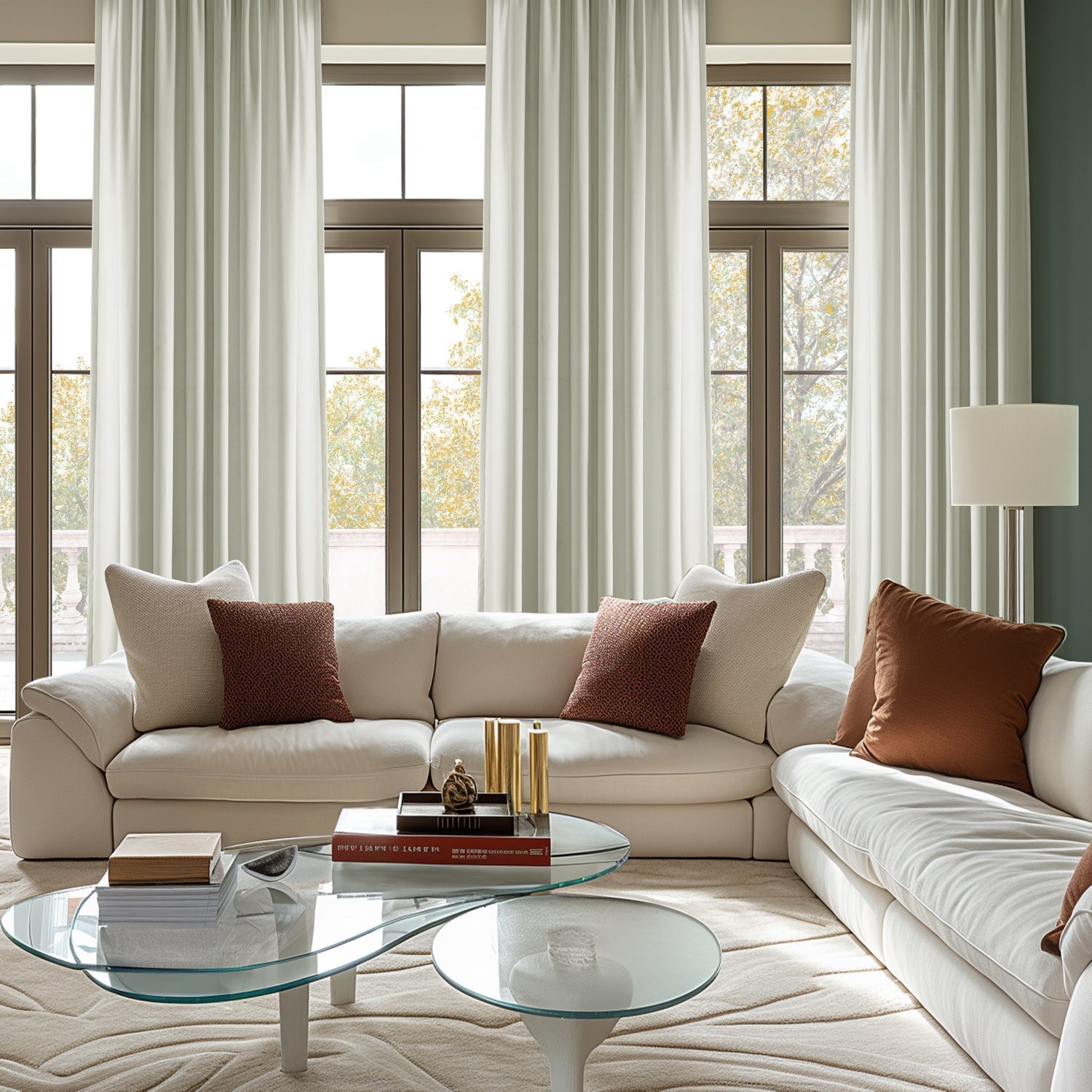 Luxury Porcelain White Signature Velvet Custom Curtains - Premium Blackout Drapes for Living Room & Bedroom - Elegant Window Treatment for Home Decor