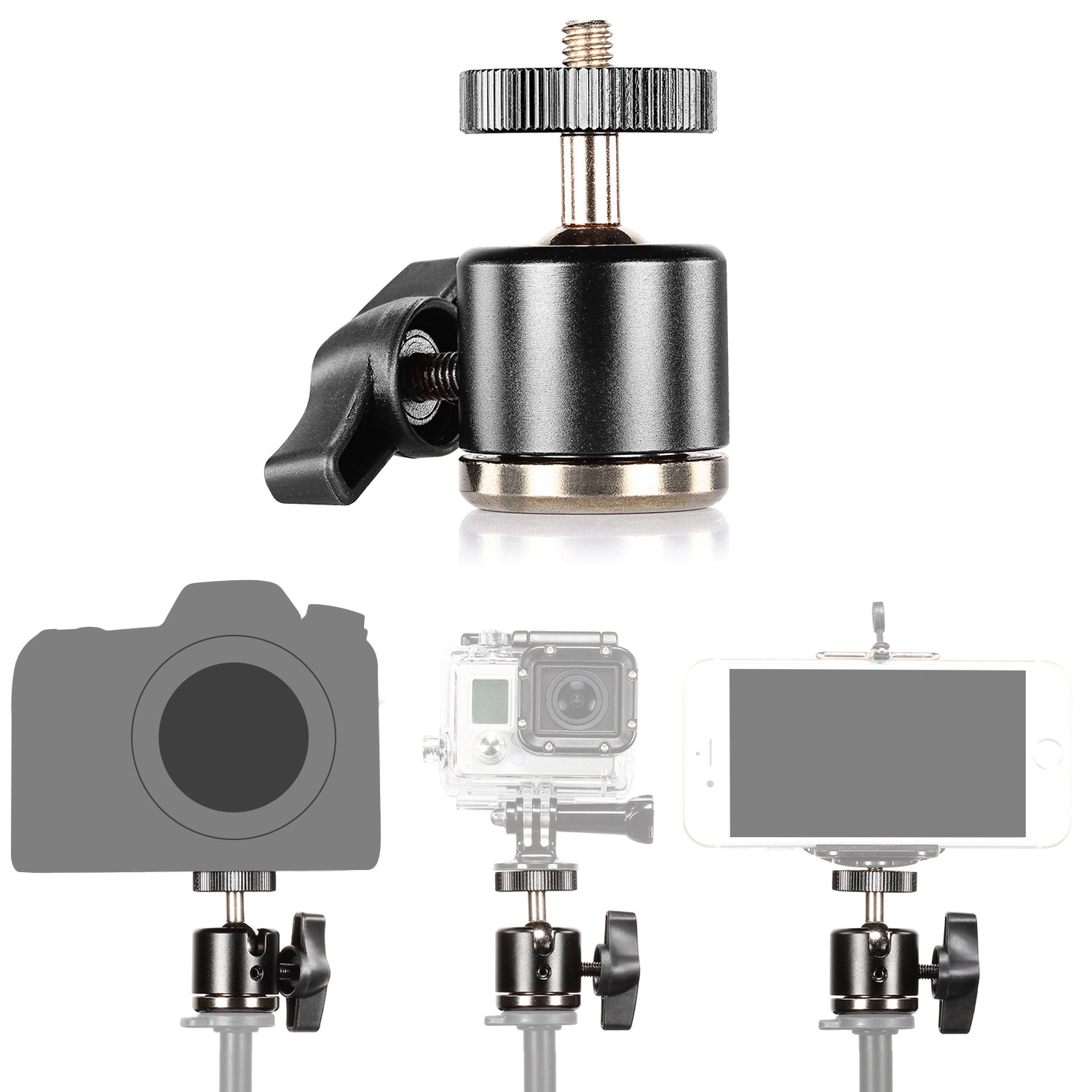 NEEWER Aluminum Alloy 360° Rotating Swivel Mini Ball Head Mount for DSLR Camera - Perfect for Photography, Vlogging & Travel Shooting