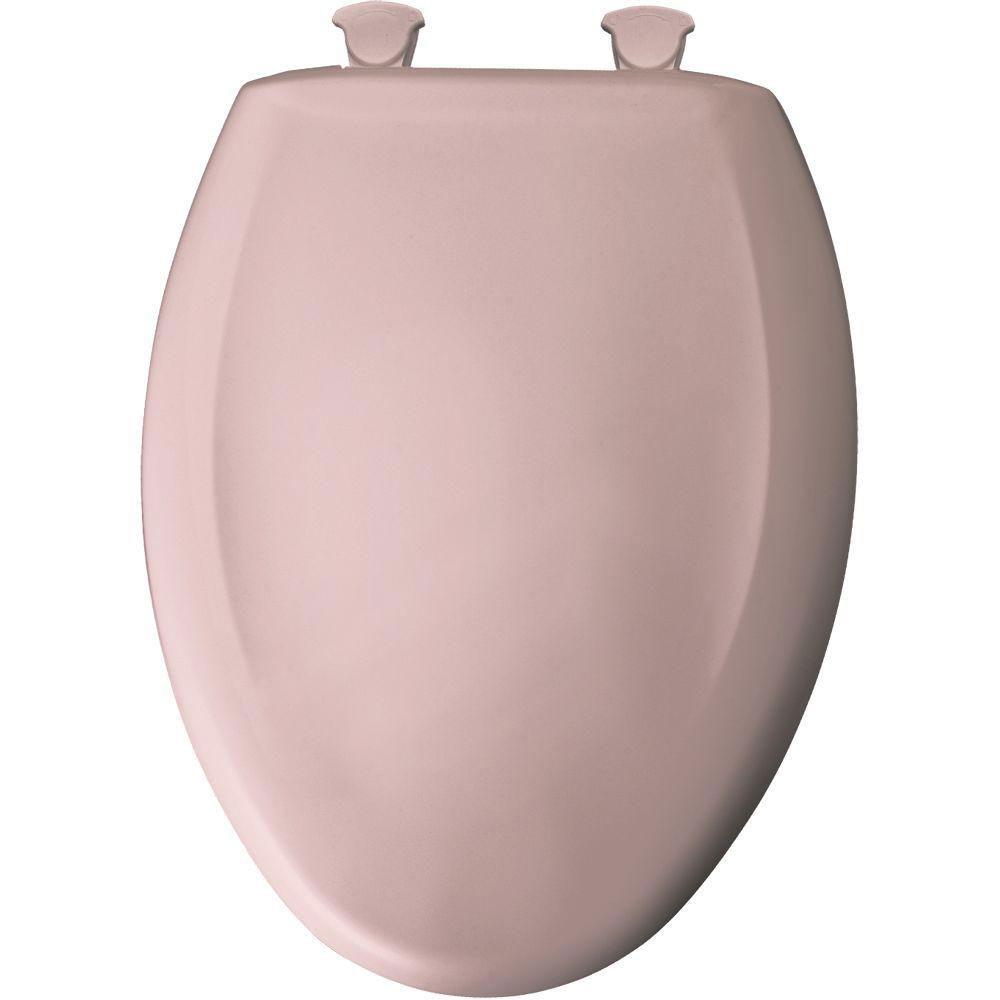 Bemis Slow Close STA TITE Elongated Closed Front Toilet Seat in Pink 442457 - Soft Close Hinges, Durable Toilet Seat for Bathroom, Home & Commercial Use