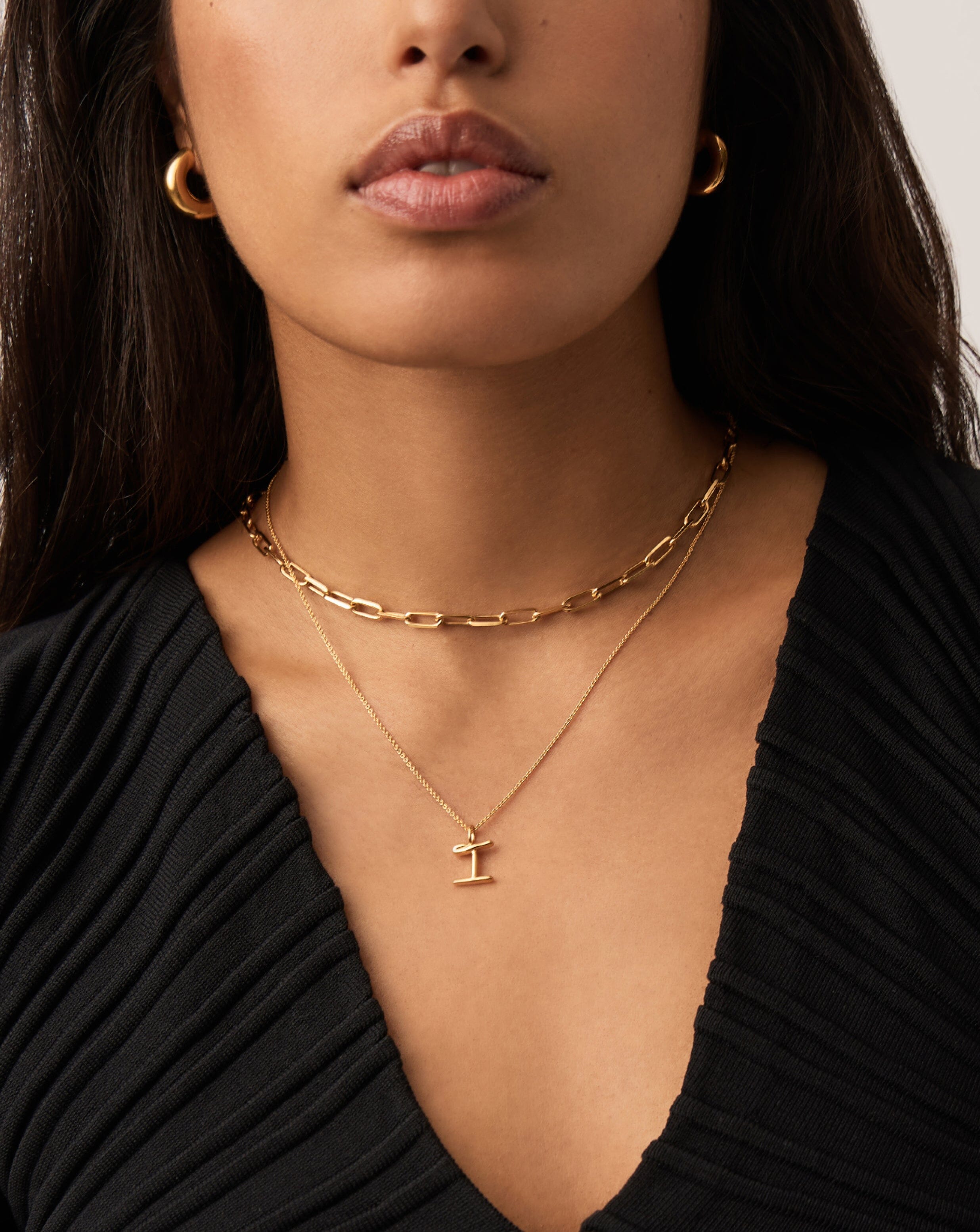 18K Gold Vermeil Curly Molten Mini Initial Necklace for Women | Personalized Name Letter Pendant | Perfect Gift for Birthday, Anniversary & Valentine's Day