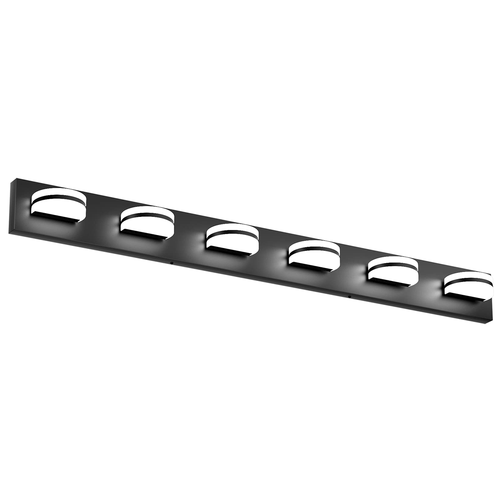 Aipsun 6-Light Modern Black LED Vanity Light Fixture - Up and Down Lighting for Bathroom Mirror - 6000K Cool White - Perfect for Bathroom, Dressing Room & Makeup Area