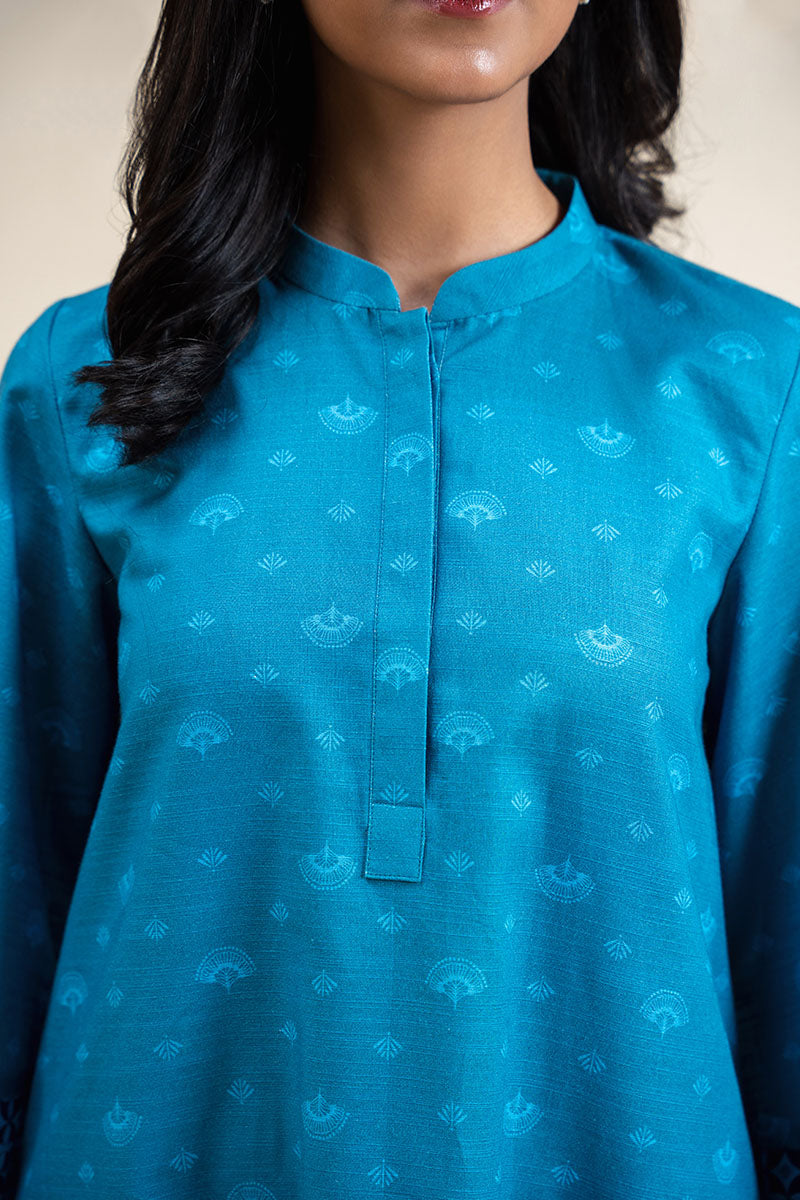 Midnight Frost 2-Piece Printed Khaddar Suit for Women - Traditional Pakistani Outfit for Weddings, Parties & Festive Occasions