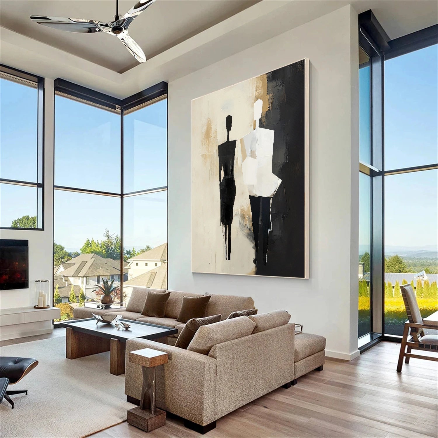 Contemporary Abstract Minimalist Wall Art Painting - Modern Home Decor for Living Room, Bedroom & Office | #CW002