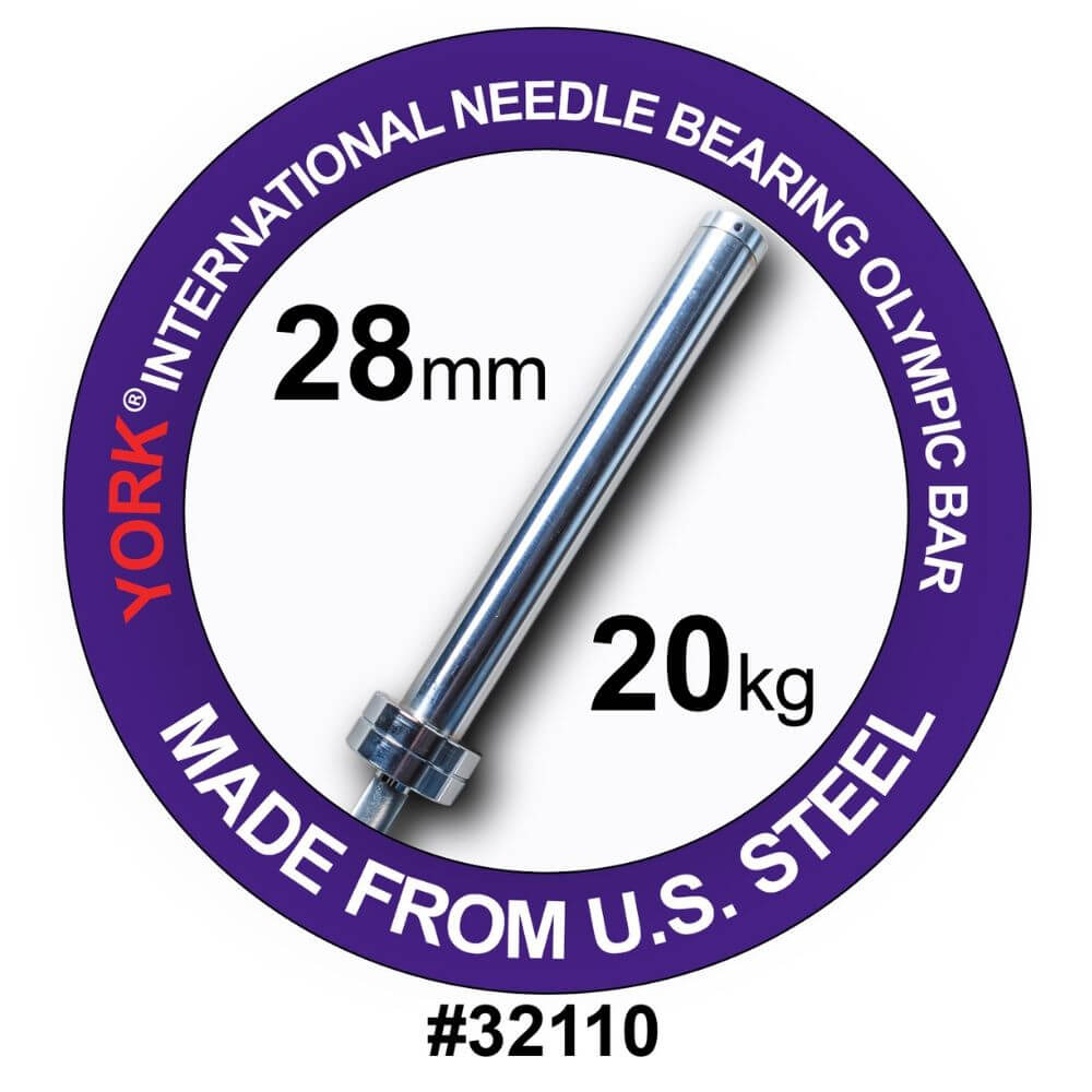 York Barbell North American Men's Needle Bearing Olympic Training Bar - Premium Weightlifting Bar for CrossFit, Powerlifting & Home Gym Workouts