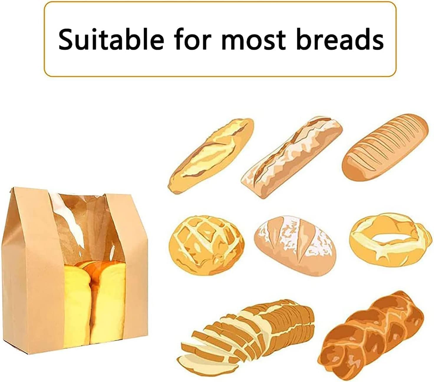 Large Paper Bread Bags with Window - 25pcs Bakery Storage Bags for Homemade Sourdough, Loaves & Cookies | Perfect for Fresh Bread Packaging, Bakery Display & Food Gifting