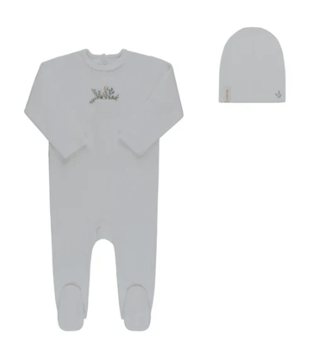 ELY & CO Velour Full of Flowers Baby Footie with Beanie Set - Soft & Cozy Outfit for Newborns 1M-6M - Perfect for Photo Shoots, Gifts & Winter Wear