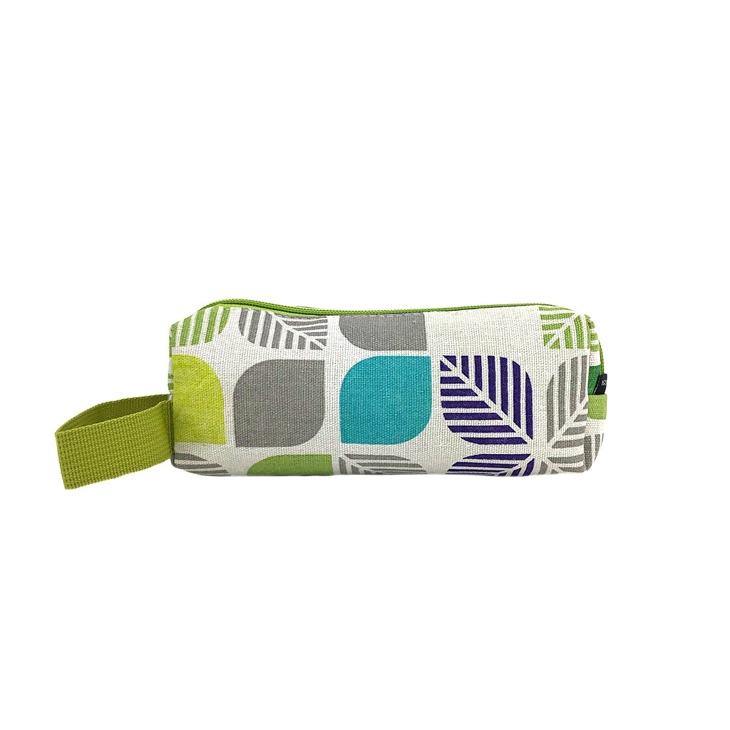 Eco-Friendly Canvas Pencil Case with Green Leaves Design - Perfect for School, Office & Travel Organization