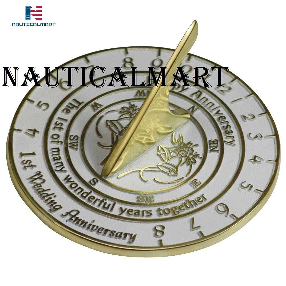 NauticalMart Premium Sundial Gift for 1st Wedding Anniversary - Romantic Outdoor Garden Decor & Unique Keepsake for Couples