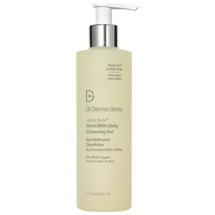 Dr Dennis Gross Alpha Beta AHA/BHA Cleansing Gel - Exfoliating Face Wash for Acne, Wrinkles & Pore Minimizing - Daily Gentle Cleanser for Sensitive Skin - Perfect for Morning & Night Skincare Routine
