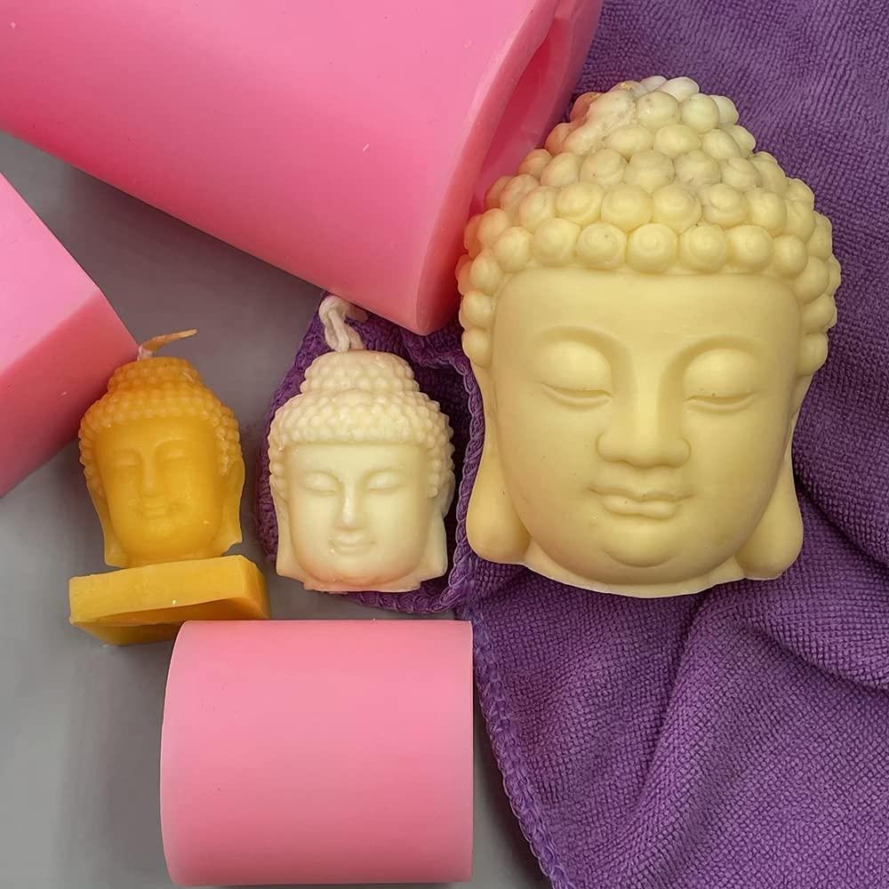 Large Buddha Head Candle Mold - Scented Wax & Aroma Gypsum Resin Craft Decor Silicone Molds for DIY Candle Making - Perfect for Home Decor, Meditation Spaces, and Spiritual Gift Giving