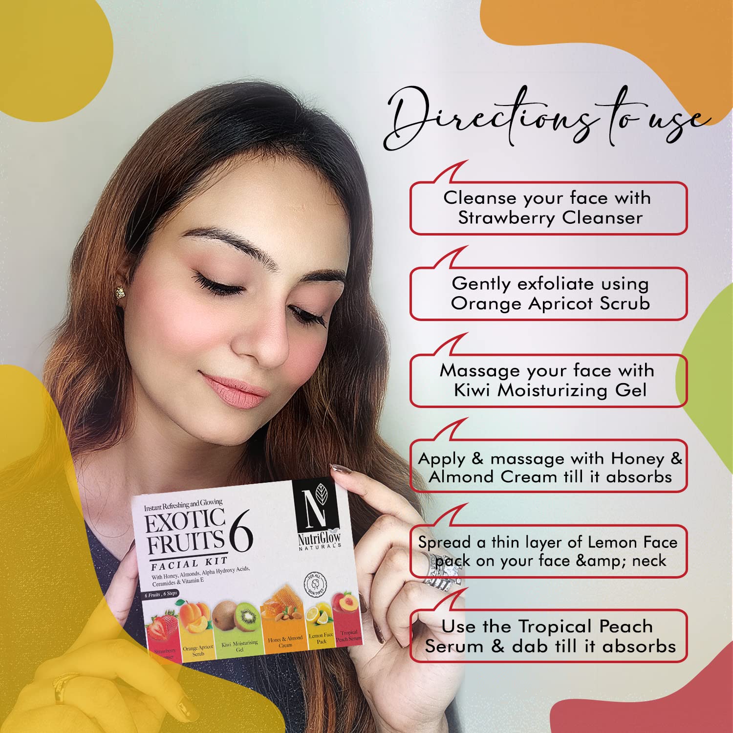 NutriGlow Natural Exotic Fruit Facial Kit with Honey & Vitamin E - Pack of 2 (60g Each) for Radiant Glow & Hydration | Perfect for Spa Day, Self-Care Routine & Gift Giving