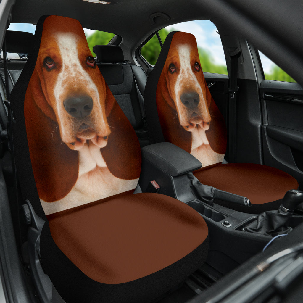 Basset Hound Dog Car Seat Cover - Waterproof Pet Seat Protector with Funny Dog Face Design - Perfect for Car Travel & Outdoor Adventures with Your Pet