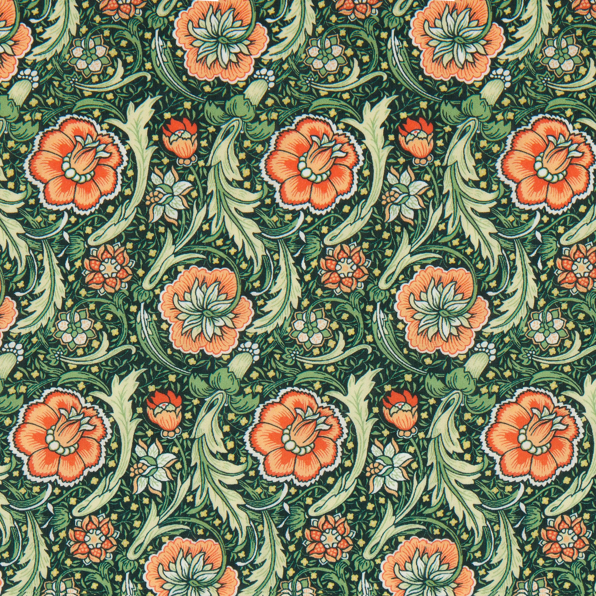 Liberty London Silk Scarf - Finesse Orange Floral Skinny Scarf for Head, Neck, Handbag & Purse Handle - Premium Tana Lawn Cotton - Multiple Length Options - Perfect for Accessorizing, Gifts & Fashion Styling