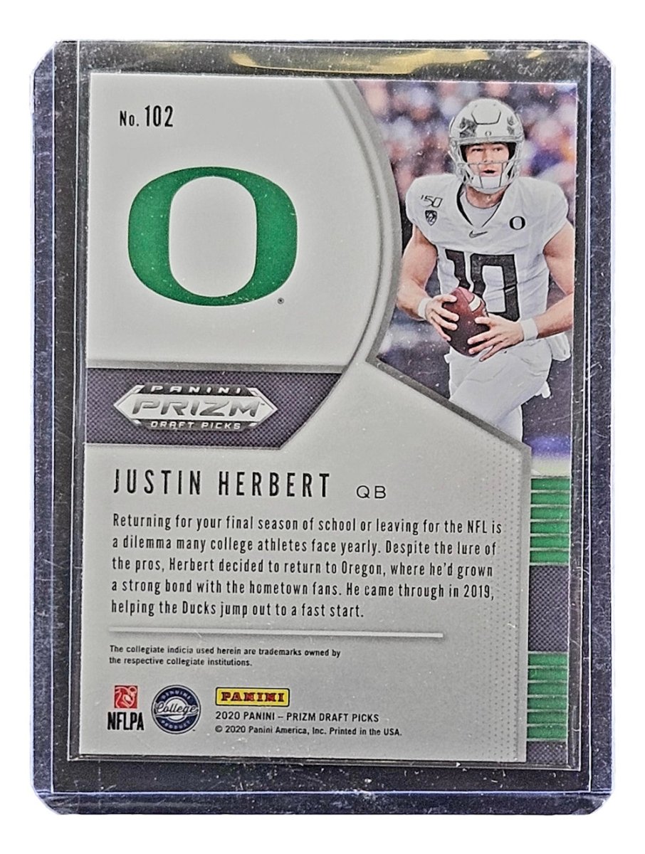 Justin Herbert 2020 Panini Prizm Draft Picks #102 Rookie Football Trading Card - Perfect for NFL Collectors, Sports Memorabilia Fans & Investment Collectibles