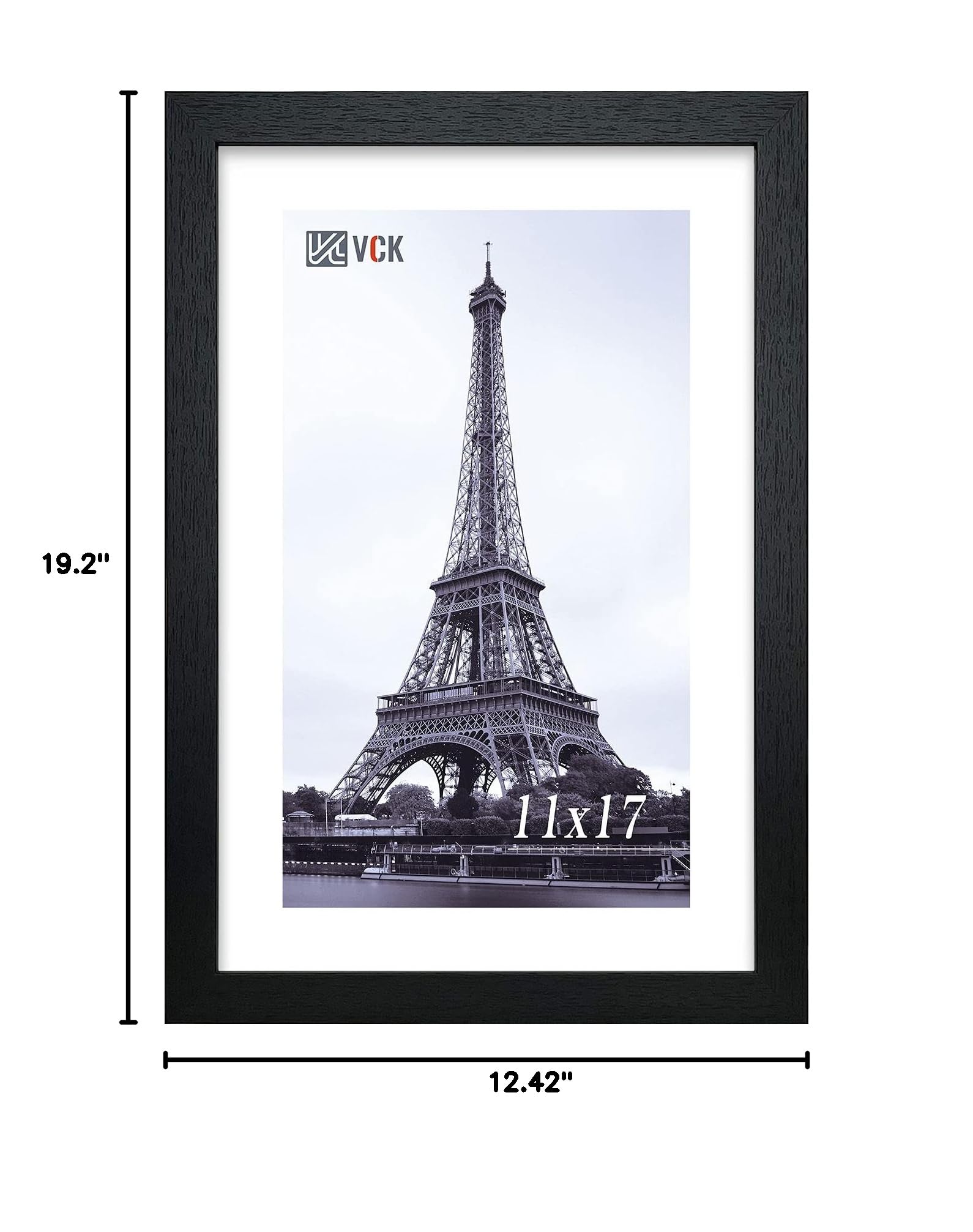 VCK 11x17 Inch Wooden Picture Frames Set - Black Certificate Frames with Wall Mounting for Home, Office & Gallery Decor | Perfect for Displaying Photos, Artwork & Diplomas
