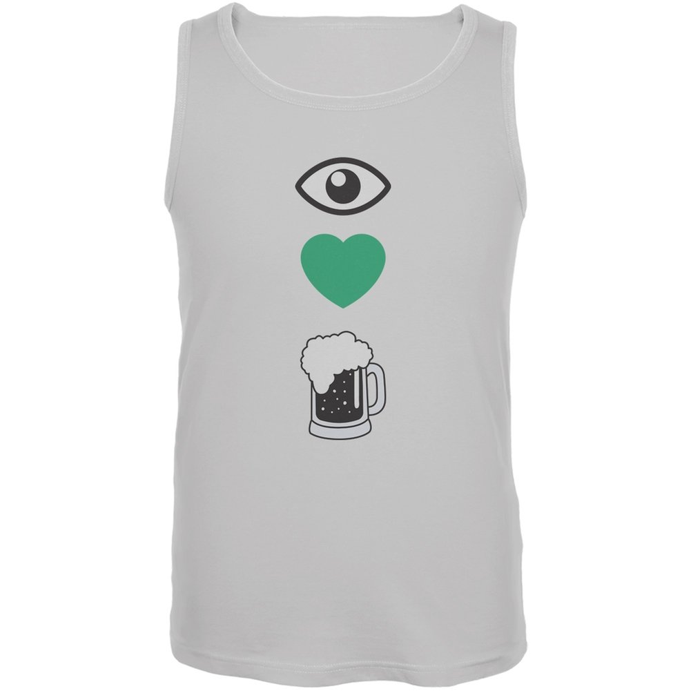 Old Glory Eye Heart Beer White Adult Tank Top - Medium | Patriotic Graphic Tee for Men & Women | Perfect for 4th of July, BBQs & Summer Parties