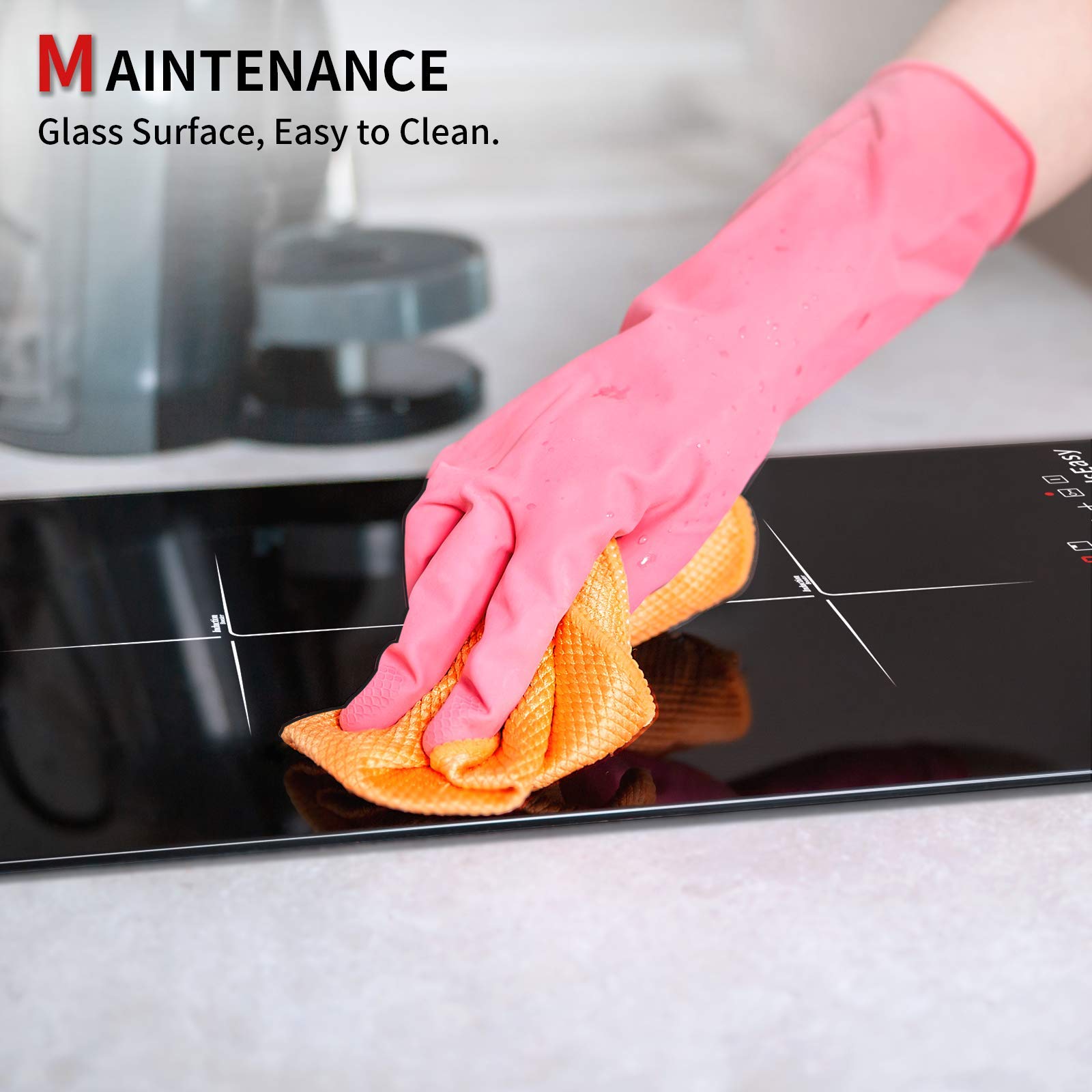 Double Induction Cooktop - 3400W Electric Induction Stove with 2 Zones, 29cm Built-in Ceramic Glass Surface, Touch Controls & Timer - Perfect for Home Kitchen, RV, and Small Spaces