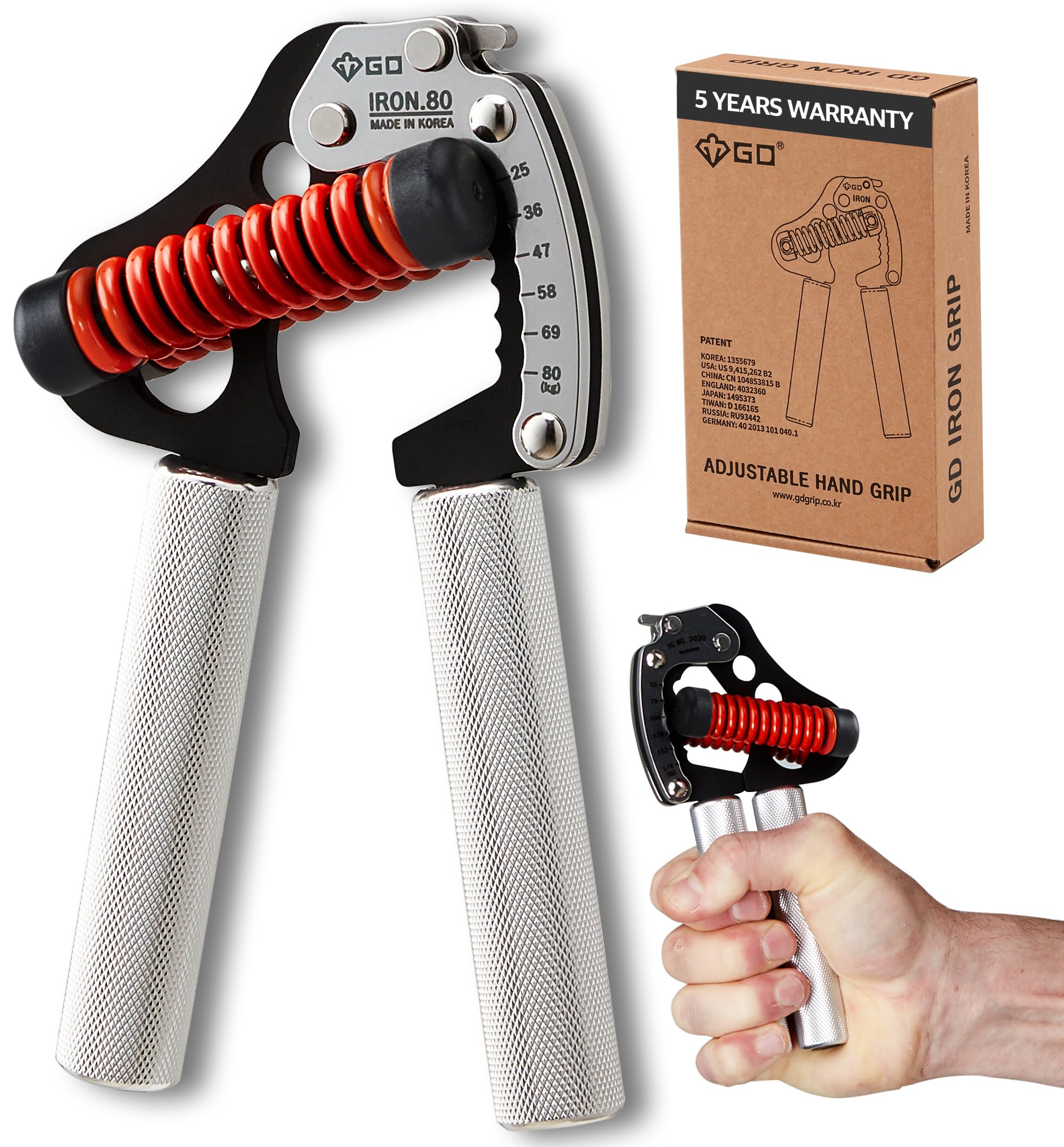 GD IRON GRIP Adjustable Hand Gripper - Silent & Durable Grip Strength Trainer for Forearm, Finger & Hand Workouts - Ideal for Athletes, Climbers, Rehabilitation & Office Stress Relief