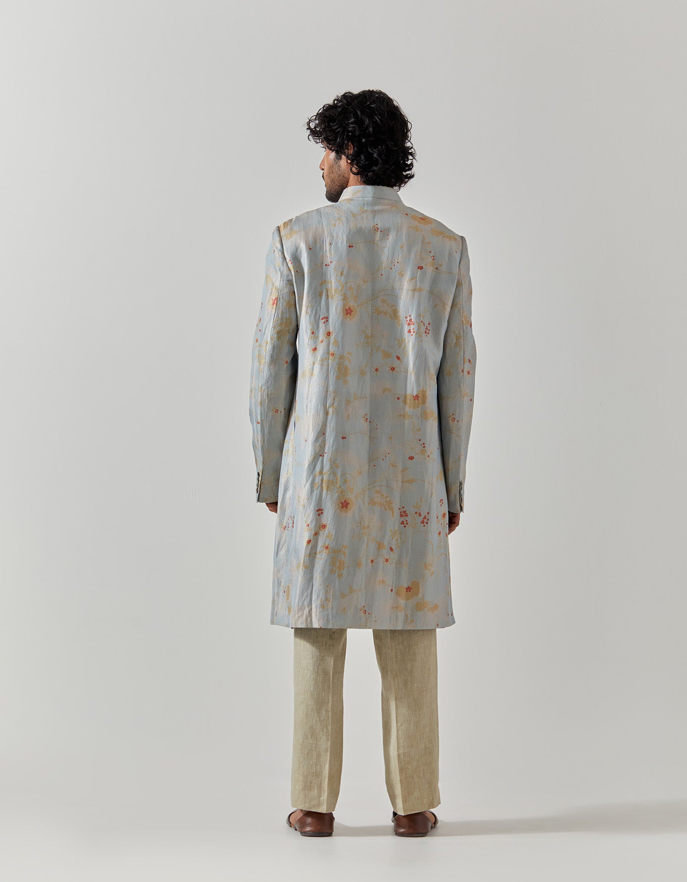Matrix Jacket Silk Brocade Ice Blue Rainforest - Elegant Asian-Inspired Outerwear for Women | Perfect for Festivals, Cosplay & Special Occasions