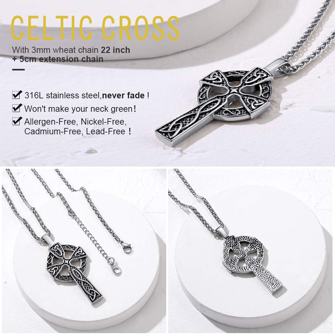 GOLDCHIC Sterling Silver Cross INRI Crucifix Pendant Necklace with Virgin Mary Miraculous Medal - Religious Christian Jewelry for Women & Men - Perfect for Baptism, First Communion, Confirmation & Daily Faith Wear